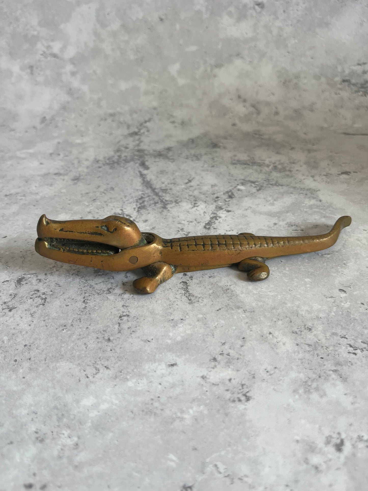 Solid Brass Crocodile Shaped Nutcracker Alligator Shaped Brass Collectible