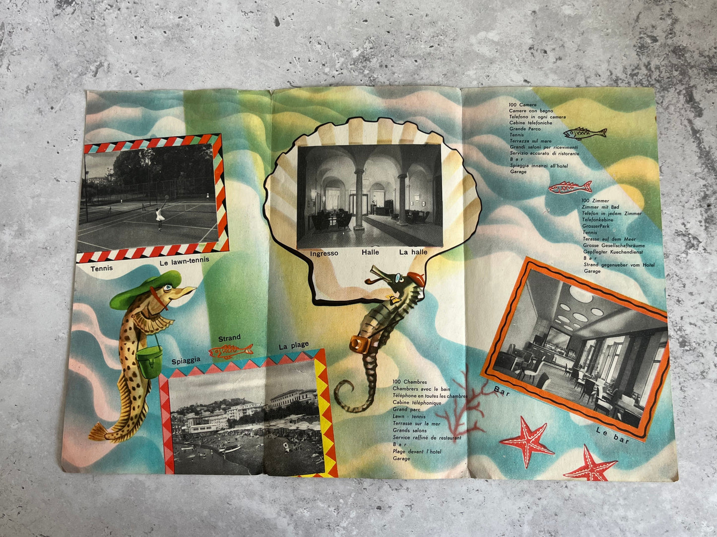 Vintage 1950’s Hotel Grande Albergo Brochure Genova Booklet