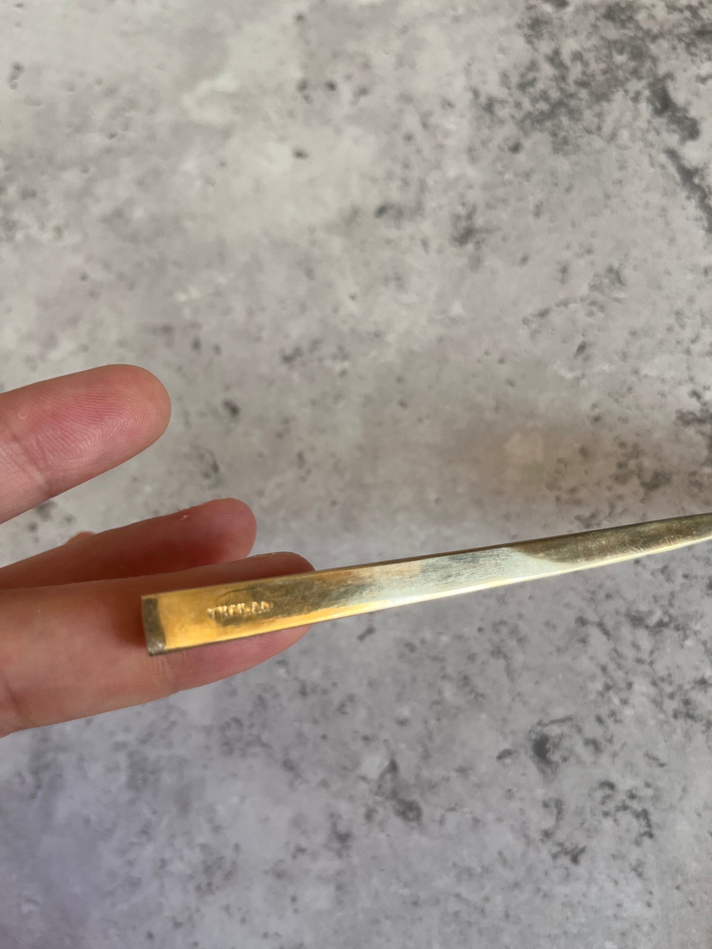Vintage 1970’s Thai Gold Tone Cake Forks Set Of Six Angular Design