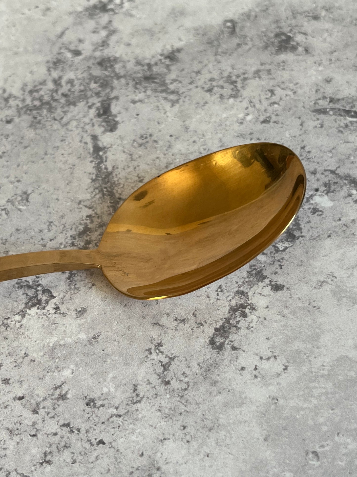 Vintage 1970’s Thai Gold Tone Table Spoons Set Of Six Angular Design