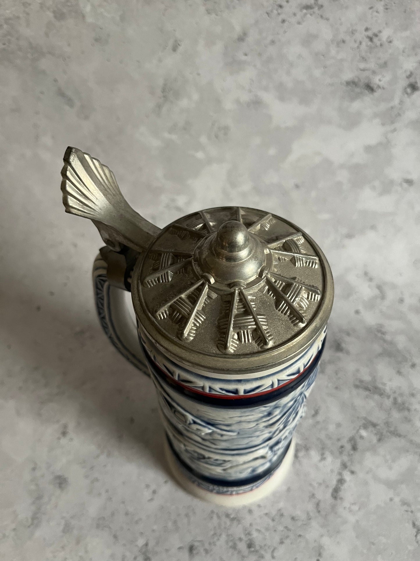 Vintage Avon Handcrafted Aviation Themed Stein 1981 Tankard With Lid