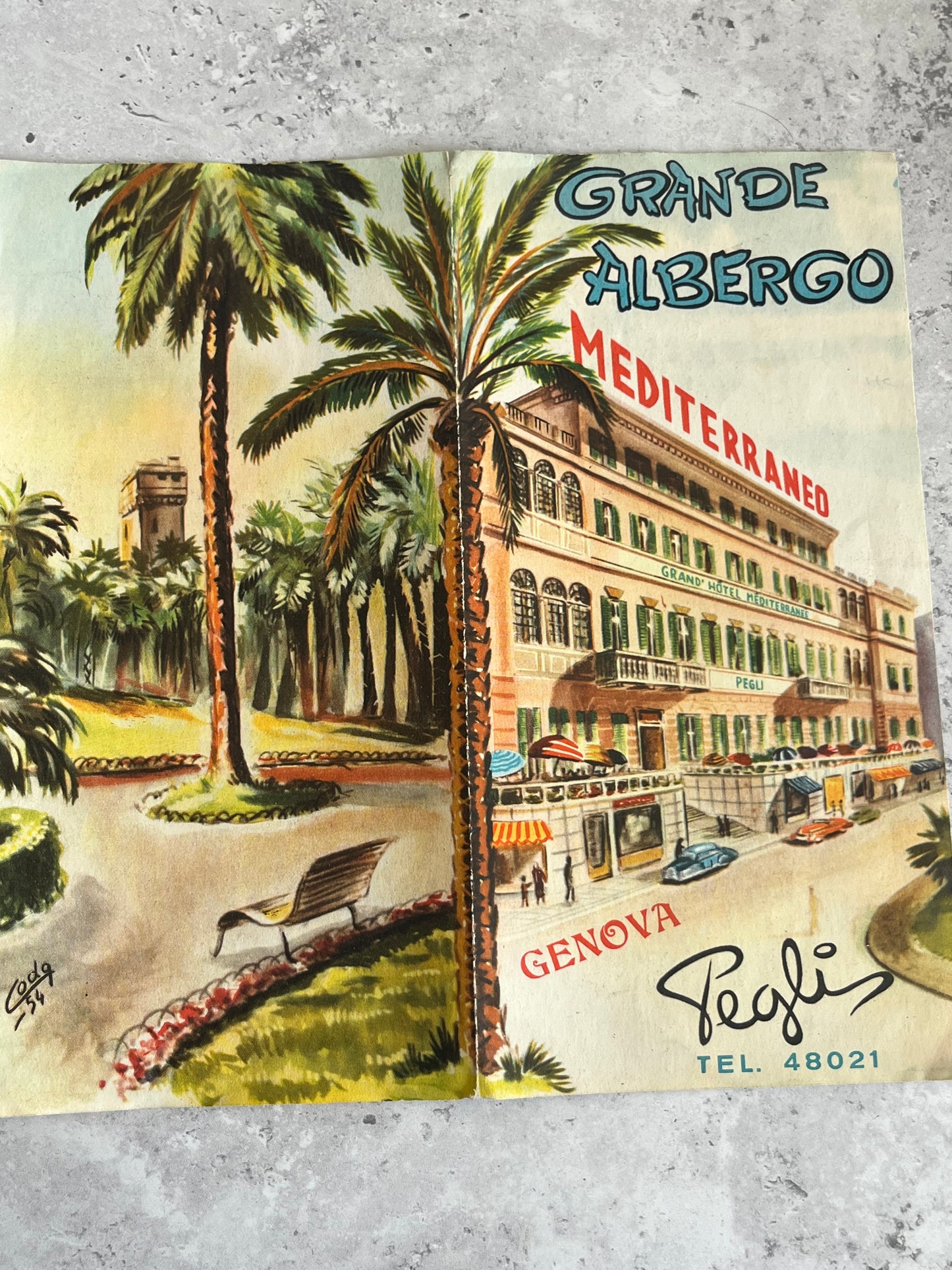 Vintage 1950’s Hotel Grande Albergo Brochure Genova Booklet