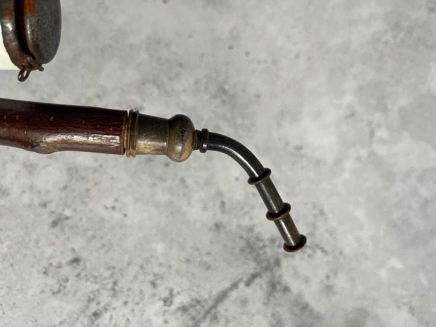 Antique German Tobacco Smoking Pipe Ceramic & Wood Stag Design