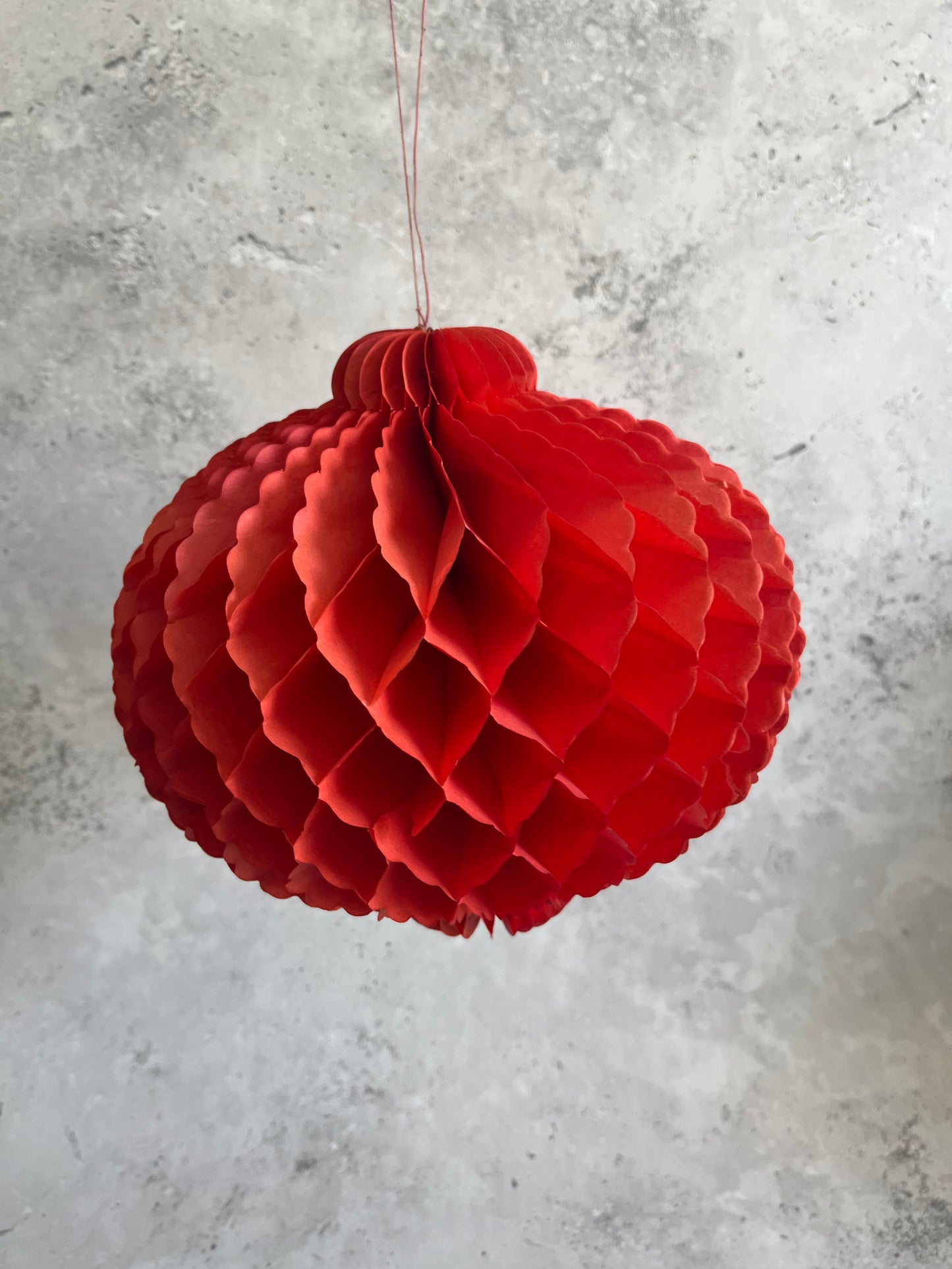 Vintage Christmas Red Paper Honeycomb Bauble Xmas Hanging Decoration