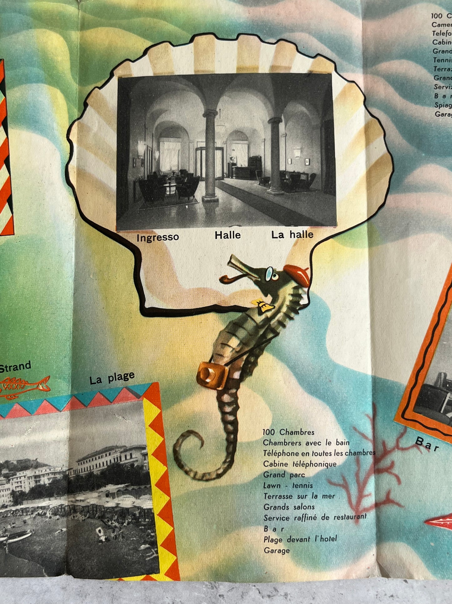 Vintage 1950’s Hotel Grande Albergo Brochure Genova Booklet