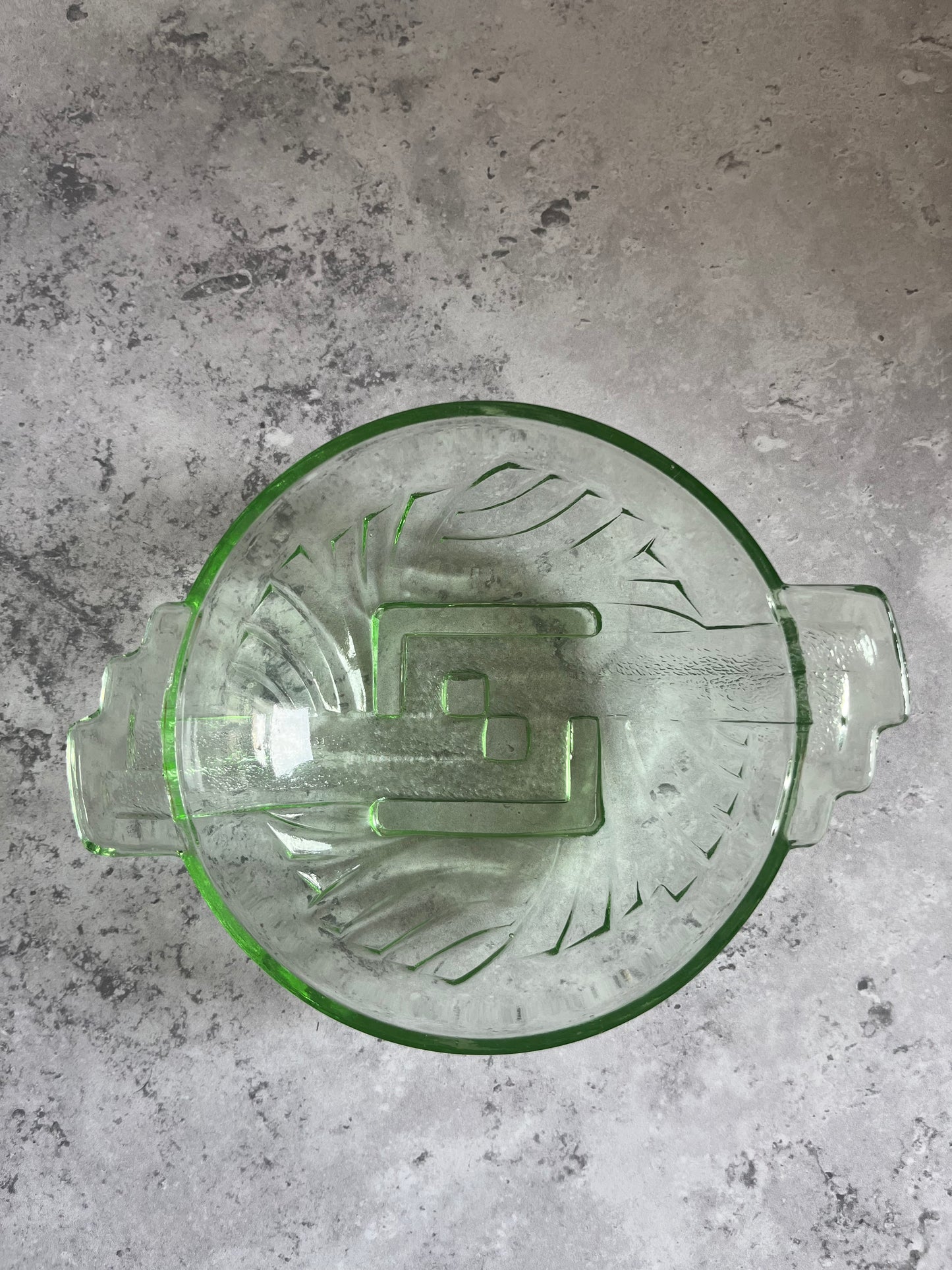 Vintage Art Deco Stolle Niemen Green Art Deco Set Of 7 Bowls 1930's Glass