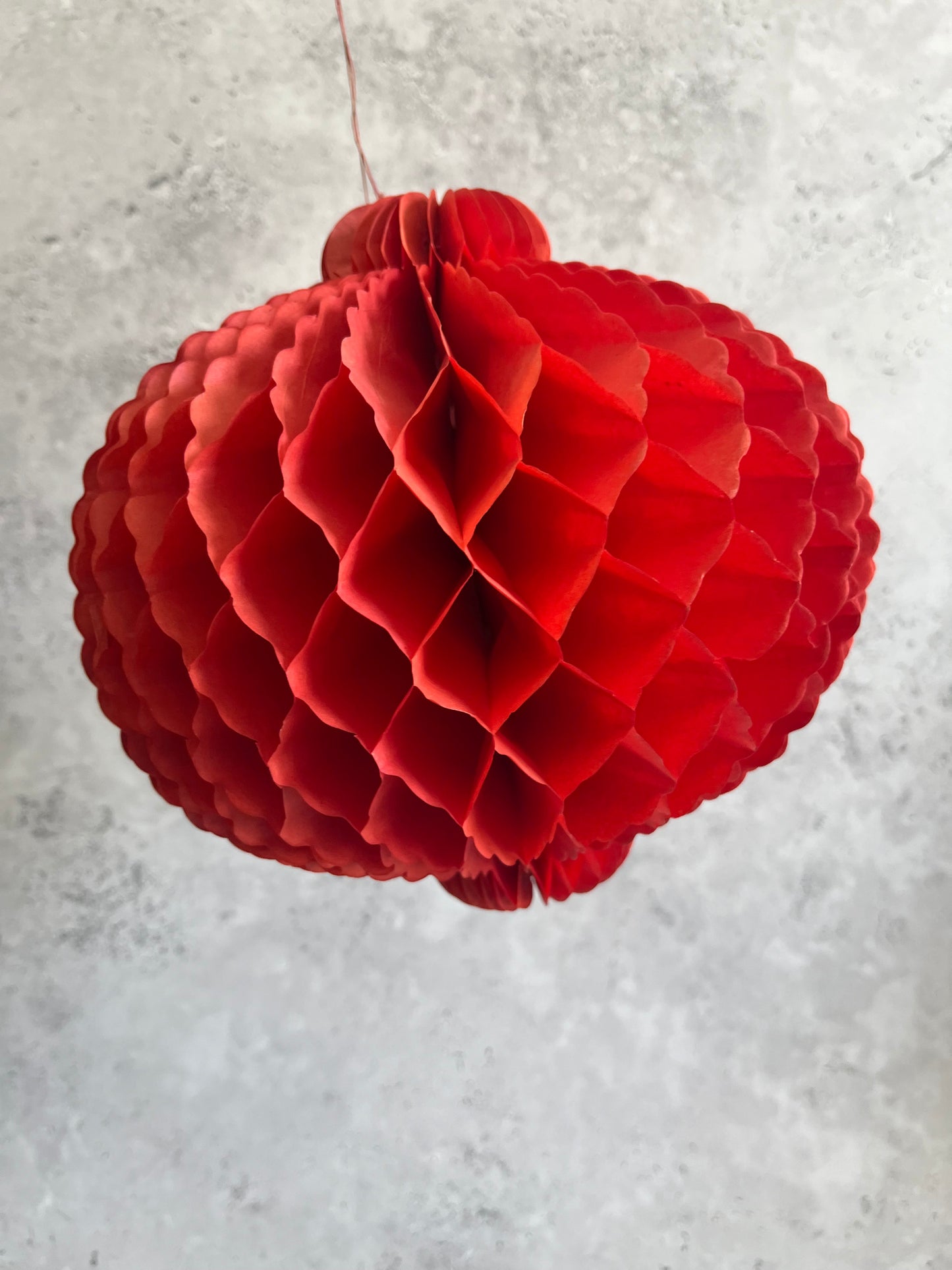 Vintage Christmas Red Paper Honeycomb Bauble Xmas Hanging Decoration