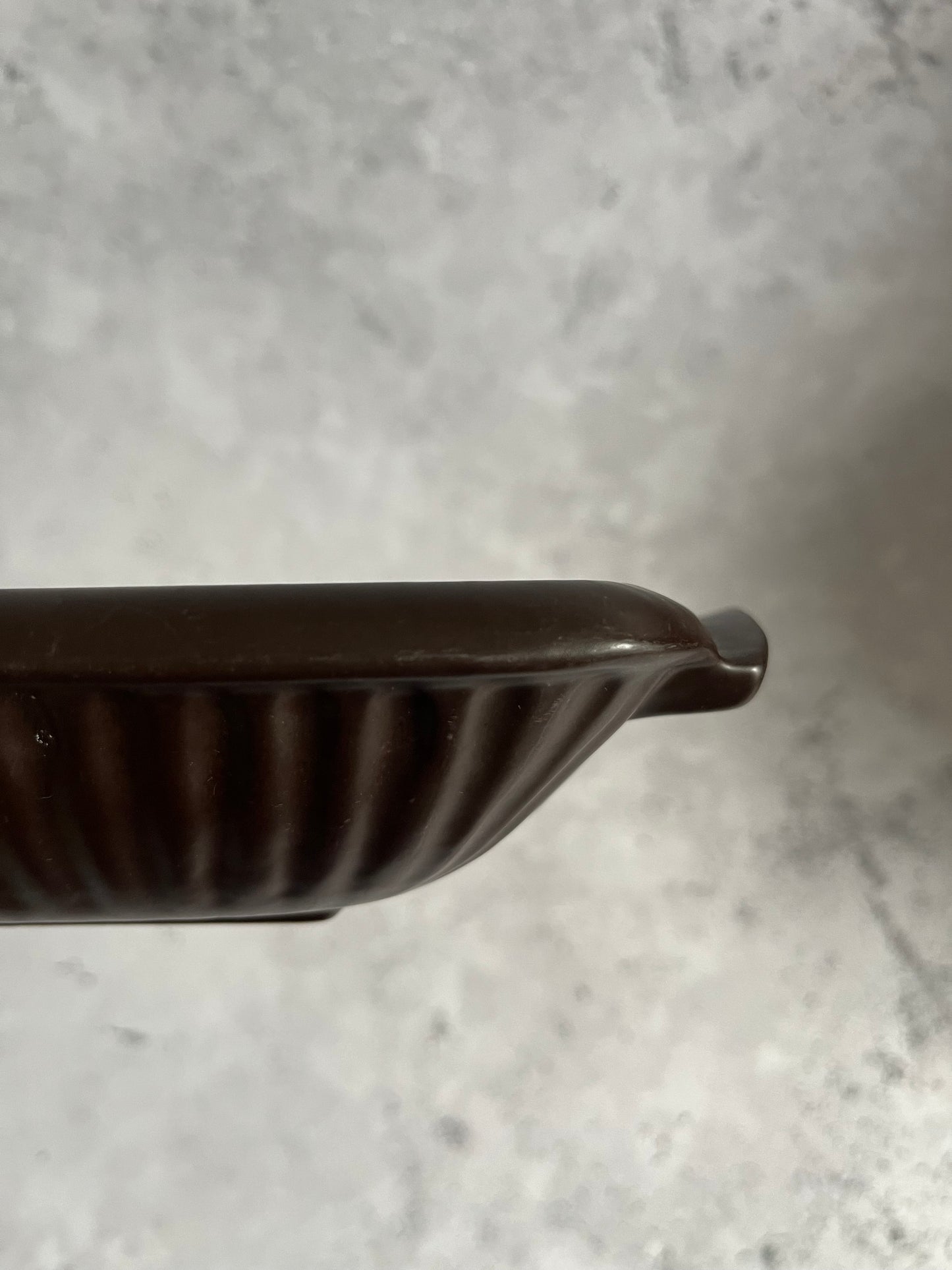 Honiton Pottery Dark Brown Sectioned Serving Dish Double Handled Serving Dish Ridged Detail