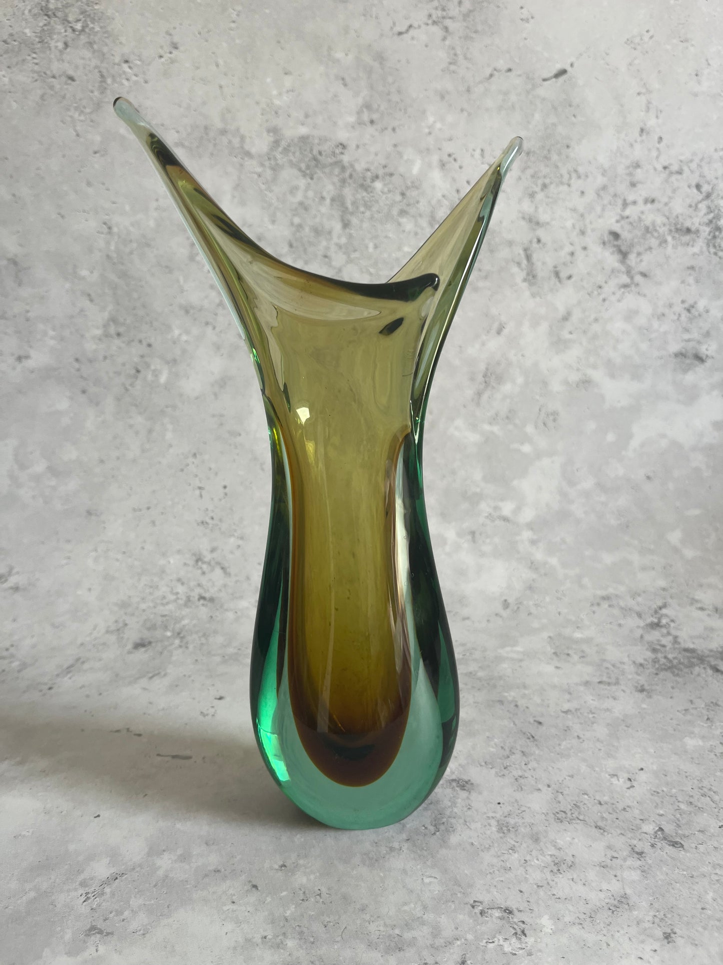 Vintage Murano Sommerso Glass Vase Fishtail or Beak Style Glass Vase