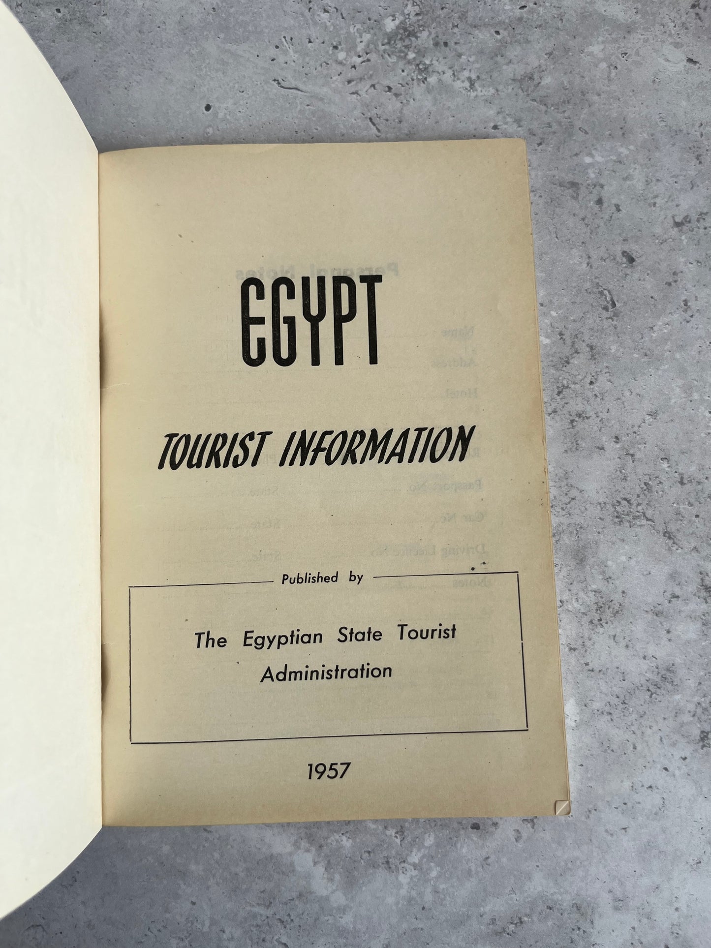 Vintage 1957 Egypt Tourist Information Booklet Retro Non Fiction Book