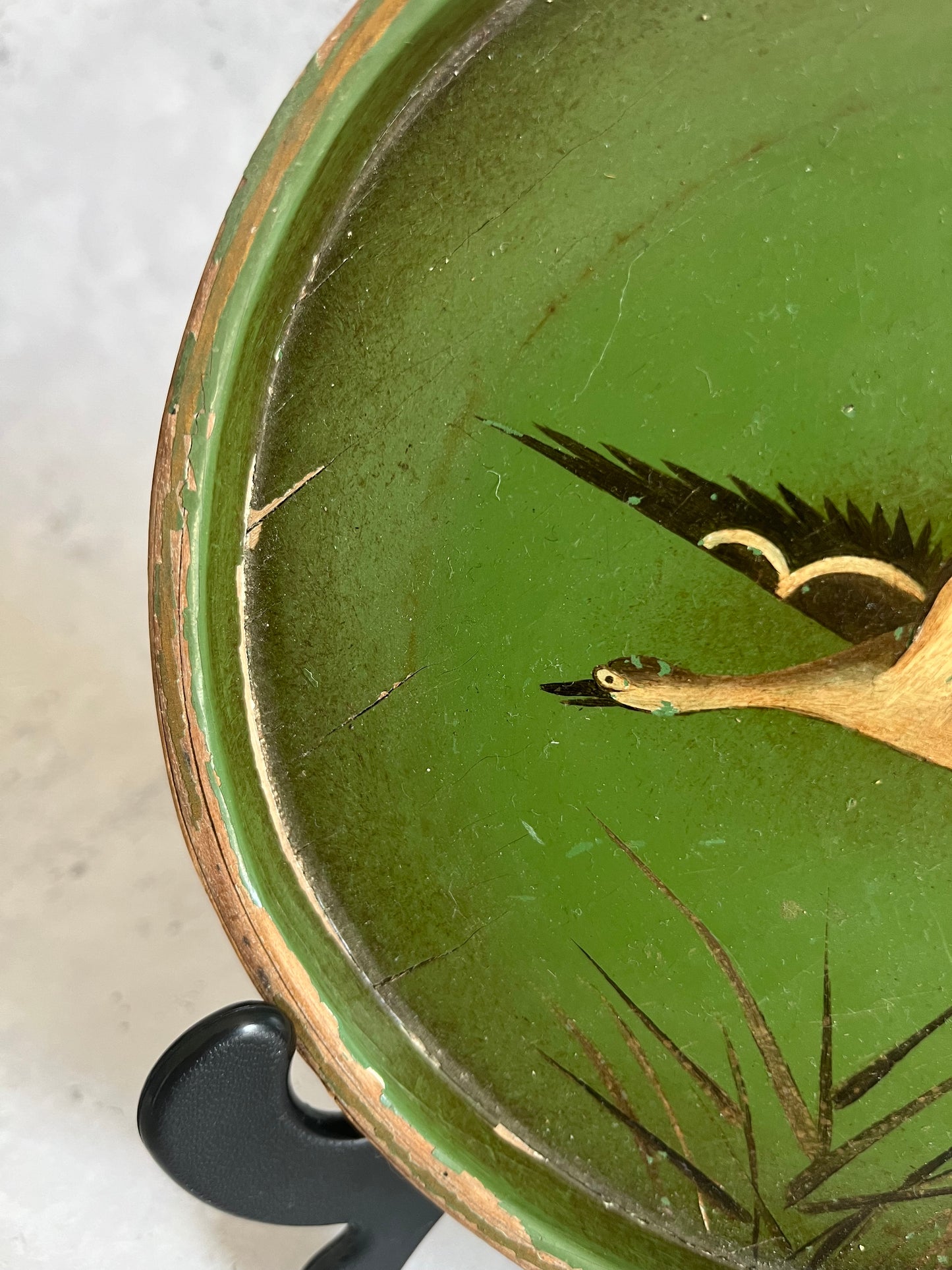 Vintage Lord Robert’s Workshops Dark Green Wooden Tray Flying Goose Design