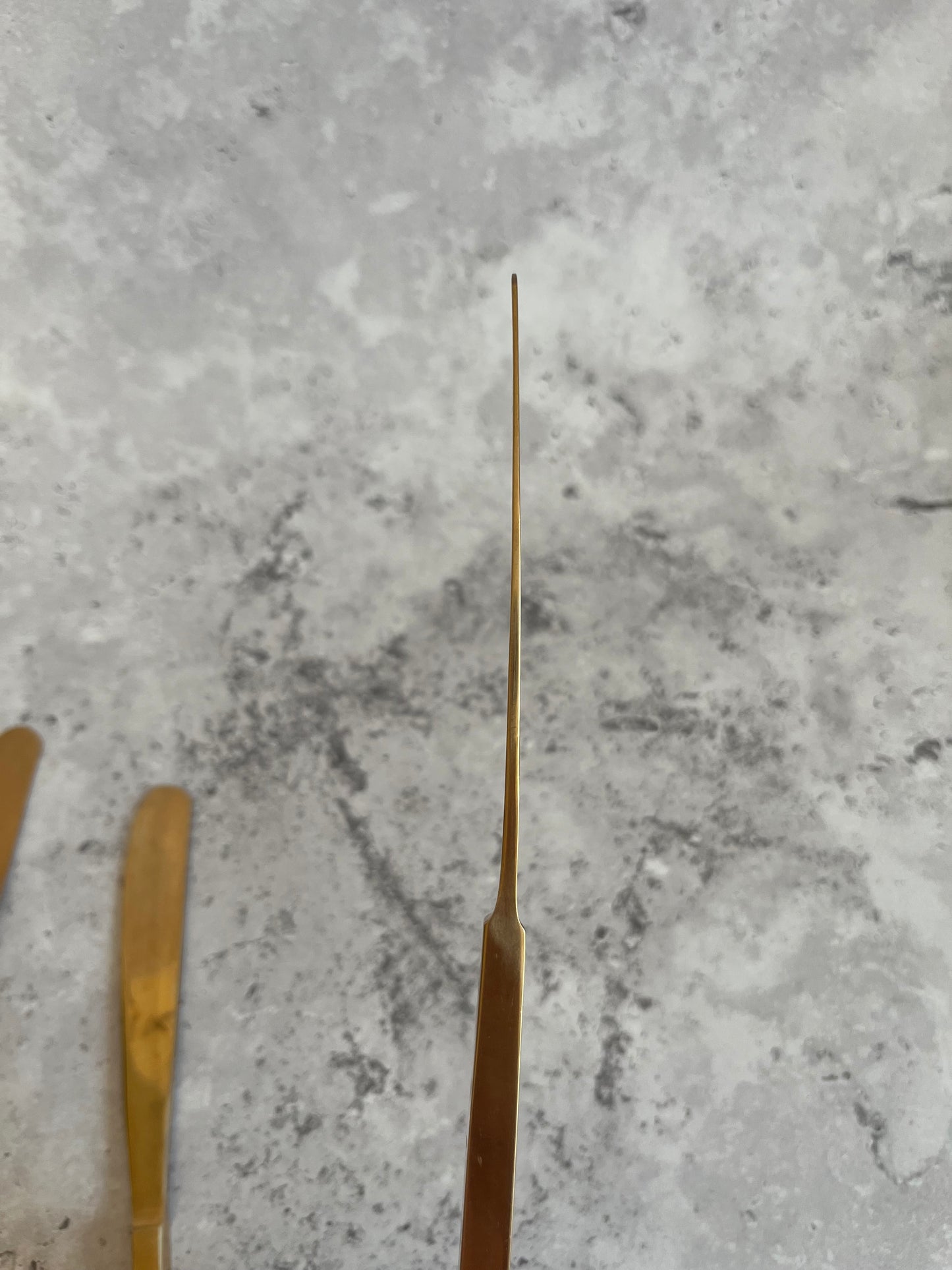 Vintage 1970’s Thai Gold Tone Butter Knives Set Of Six Angular Design