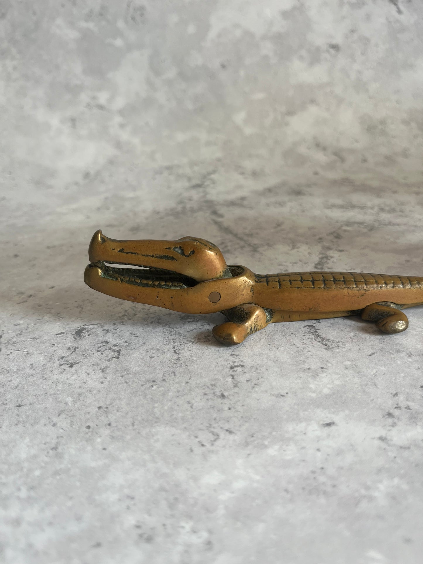 Solid Brass Crocodile Shaped Nutcracker Alligator Shaped Brass Collectible