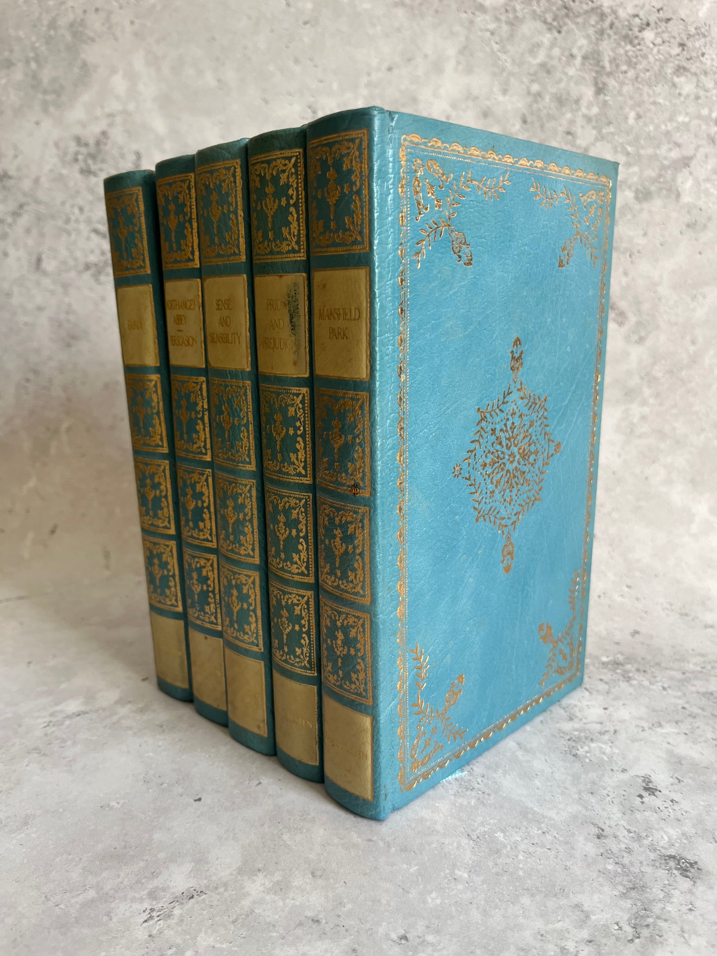 Jane Austen Complete 5 Volume Set Heron Books 1970s Leather Bound Ed.