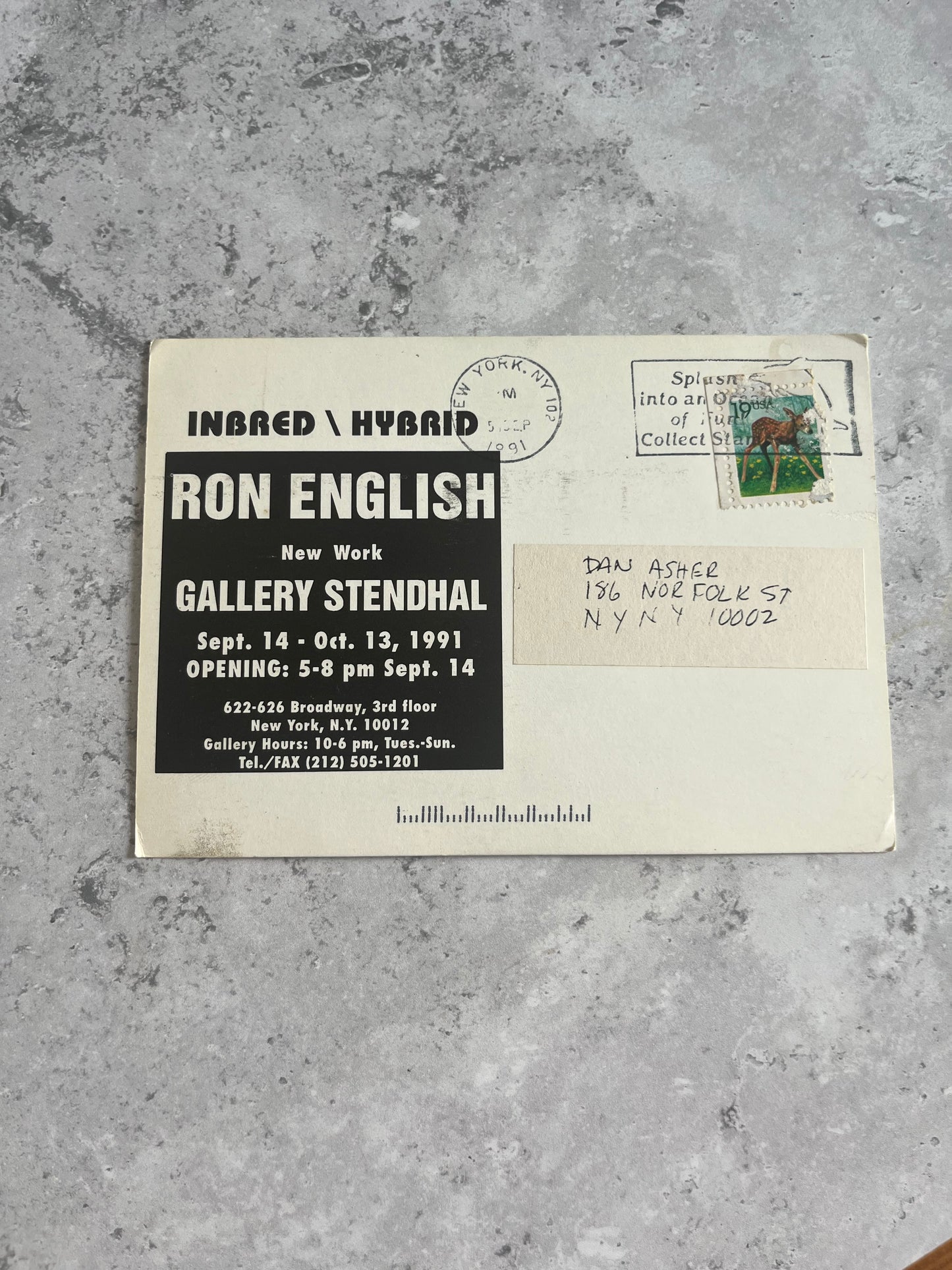 ‘Inbred Hybrid’ by Ron English 1991 Gallery Stendhal Exhibition Invitation Postcard