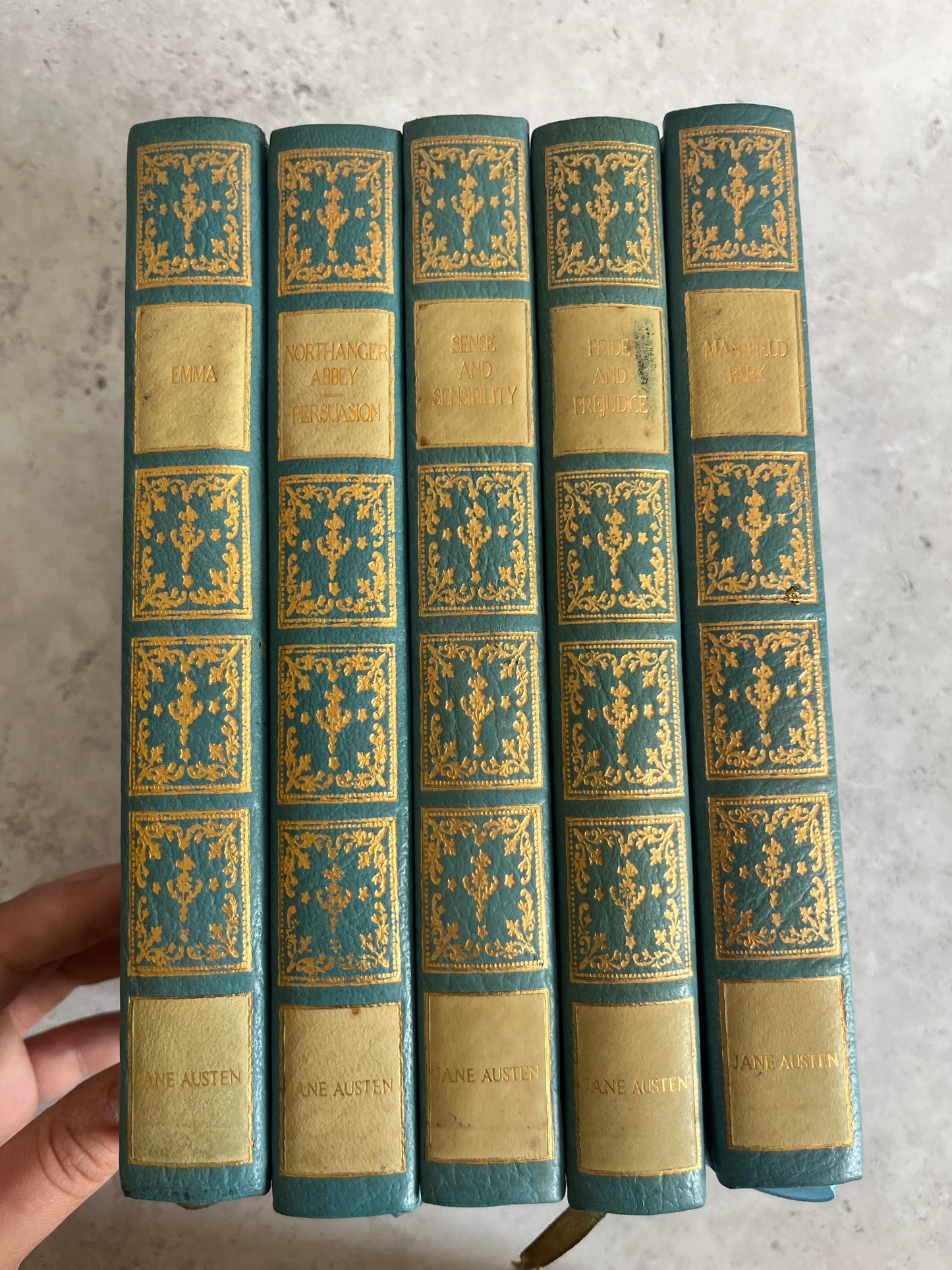 Jane Austen Complete 5 Volume Set Heron Books 1970s Leather Bound Ed.