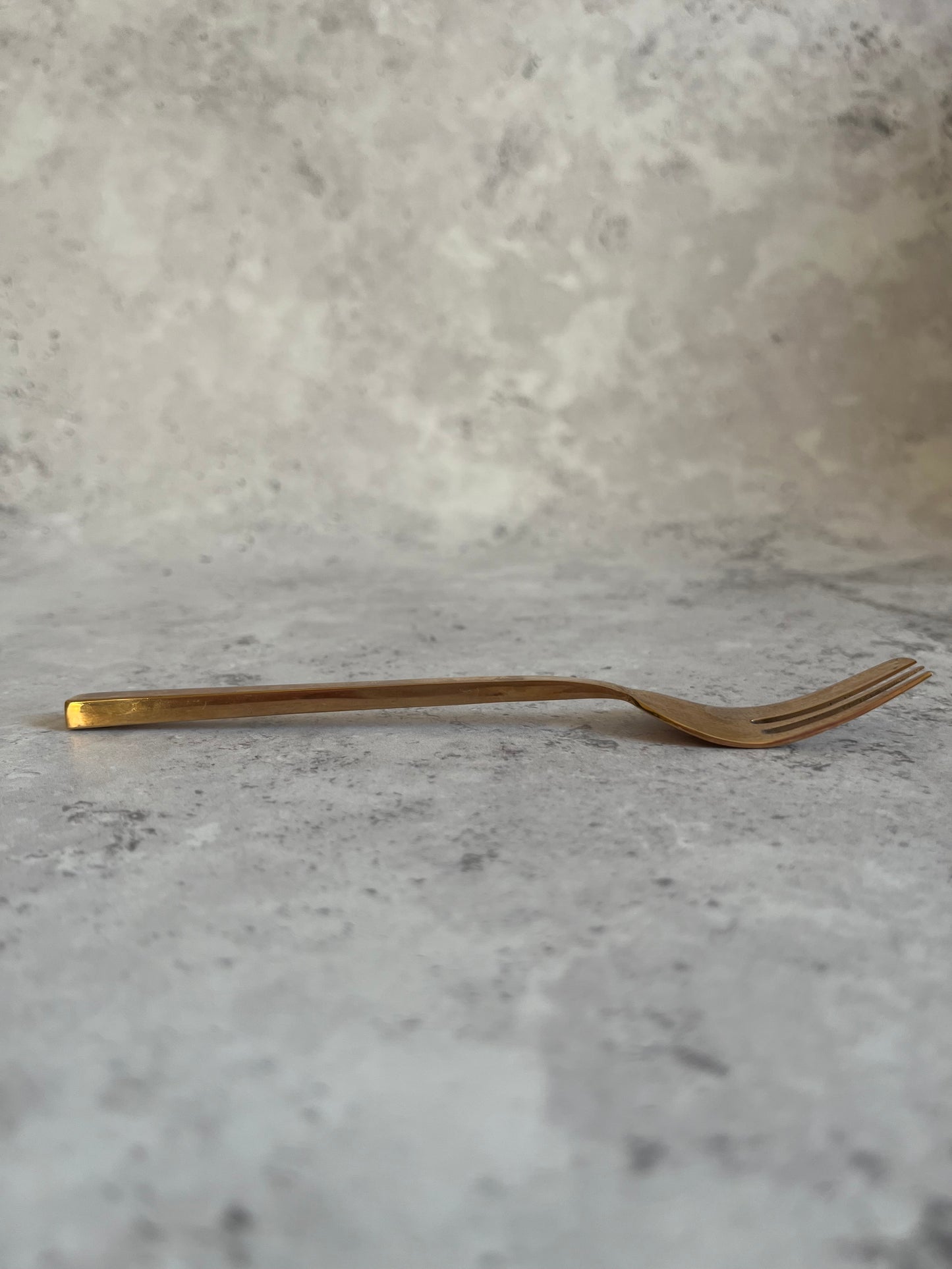 Vintage 1970’s Thai Gold Tone Cake Forks Set Of Six Angular Design