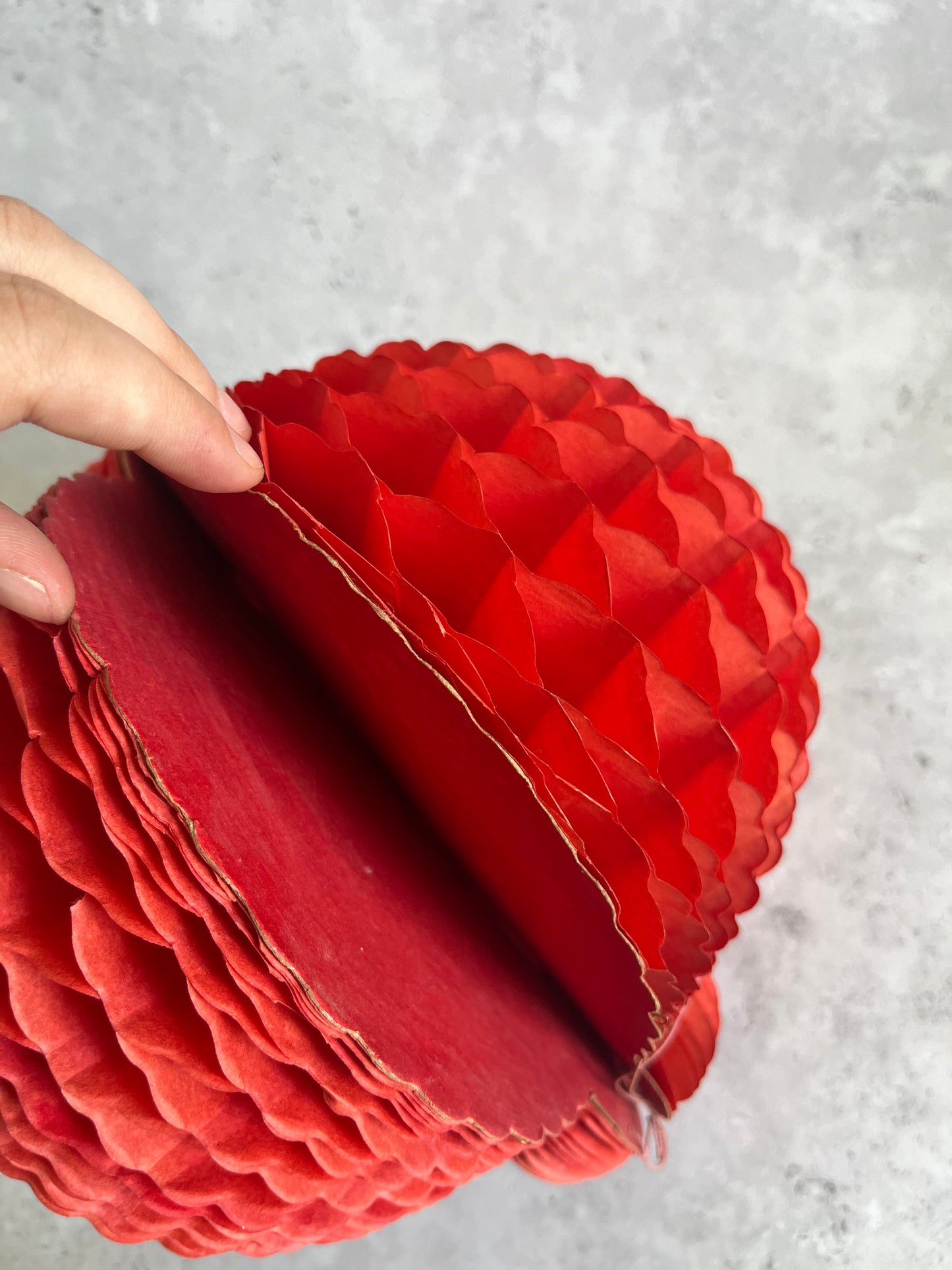 Vintage Christmas Red Paper Honeycomb Bauble Xmas Hanging Decoration