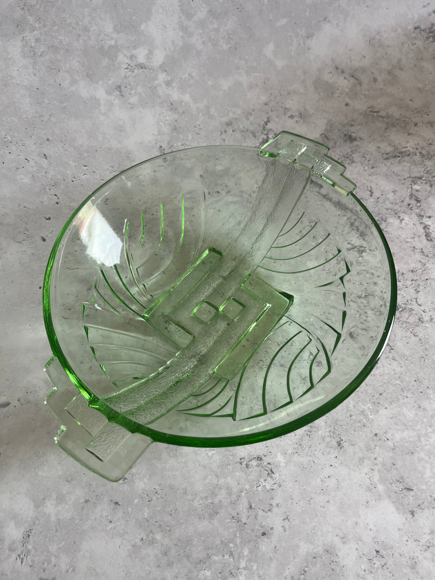 Vintage Art Deco Stolle Niemen Green Art Deco Set Of 7 Bowls 1930's Glass