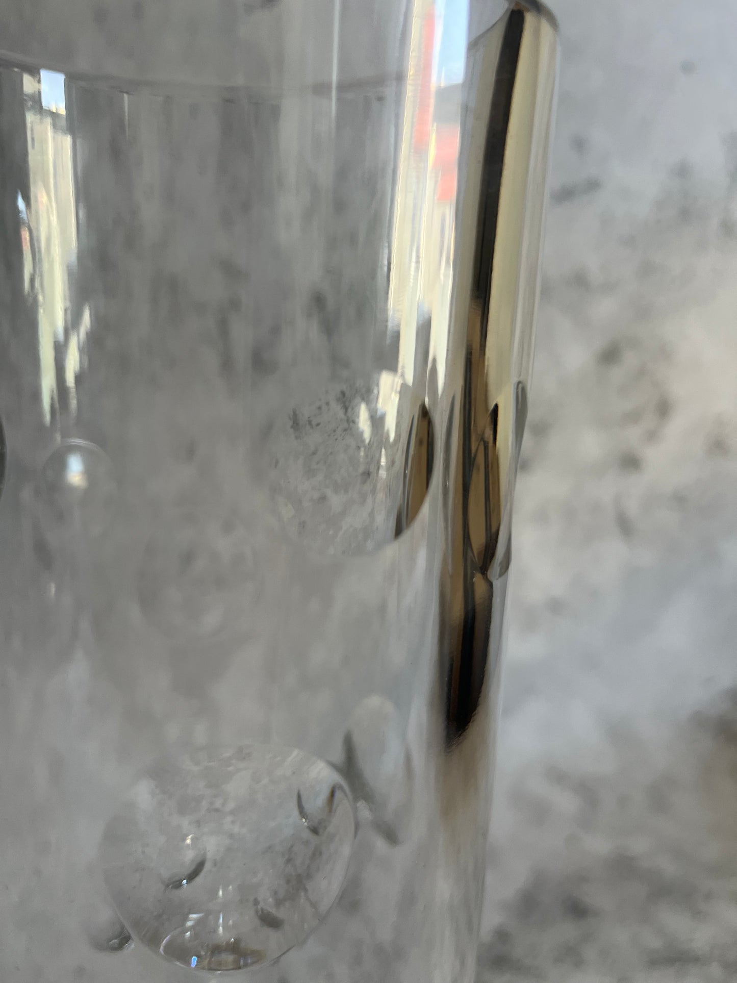Vintage Clear Glass Dot Design Cylinder Vase Minimal Design Vase