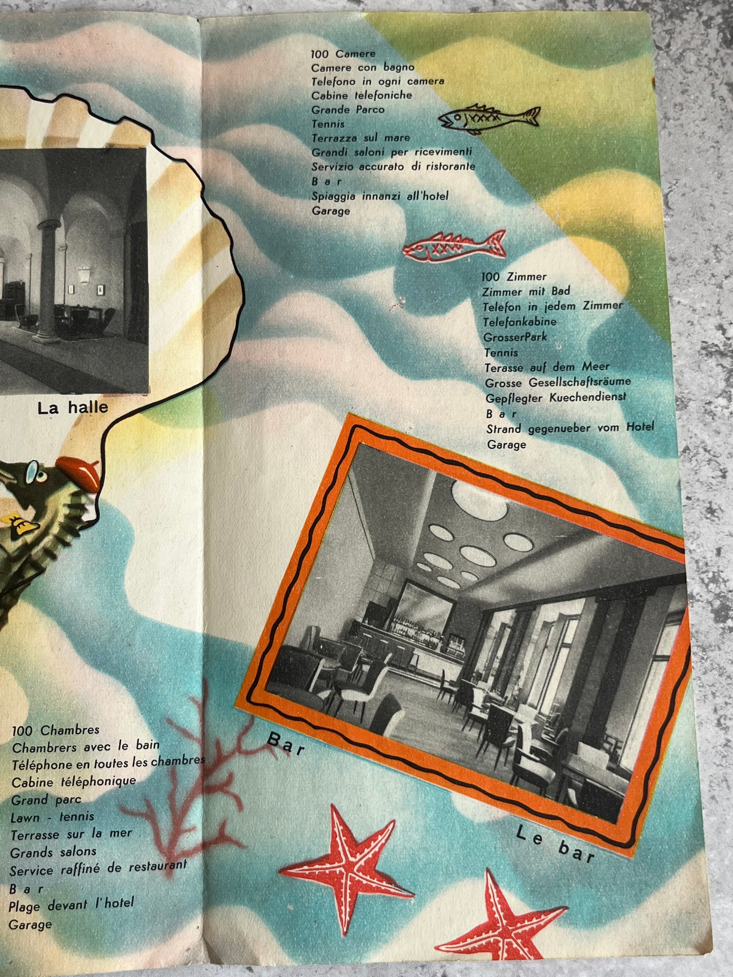 Vintage 1950’s Hotel Grande Albergo Brochure Genova Booklet
