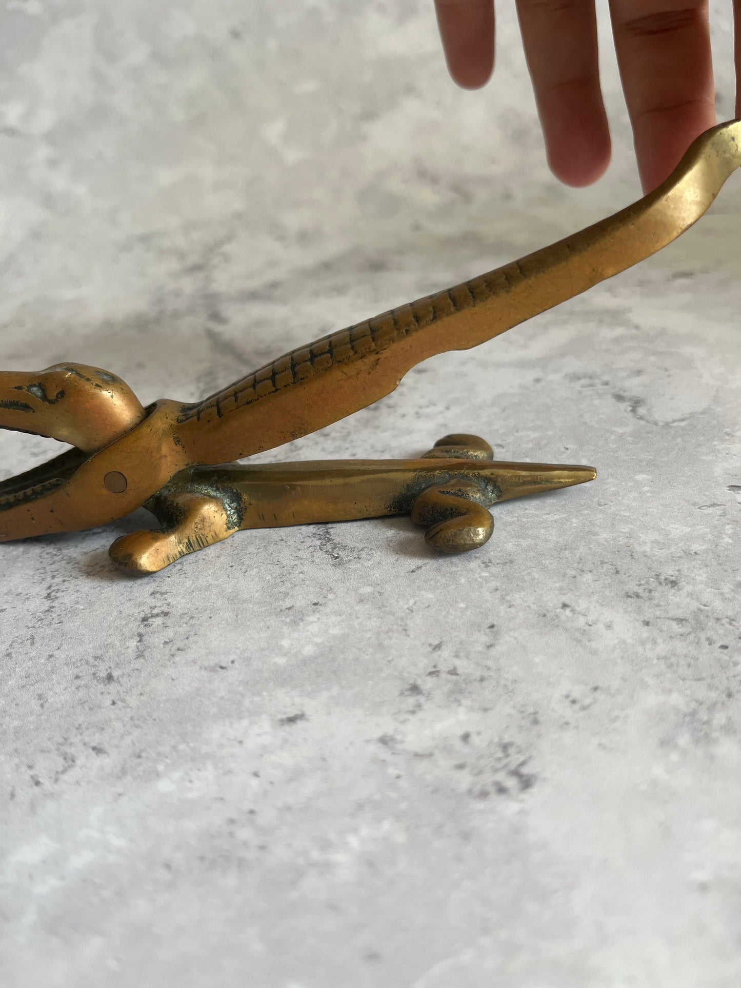 Solid Brass Crocodile Shaped Nutcracker Alligator Shaped Brass Collectible