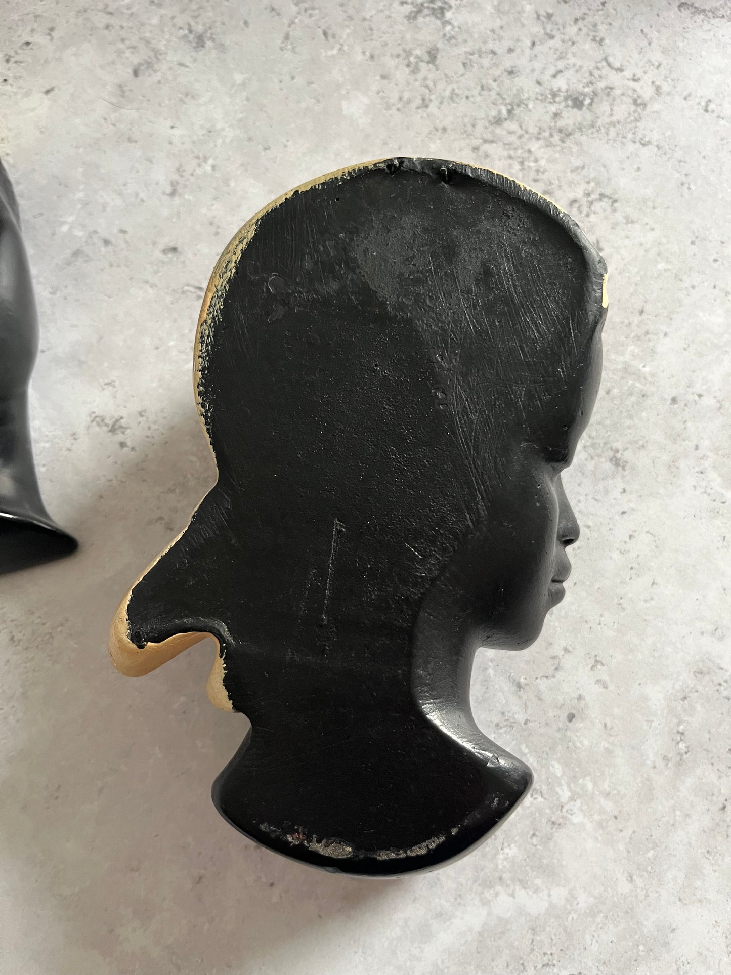 Duron Chalkware Pair Of Profile Head Ornaments Wall Hanging Plaque