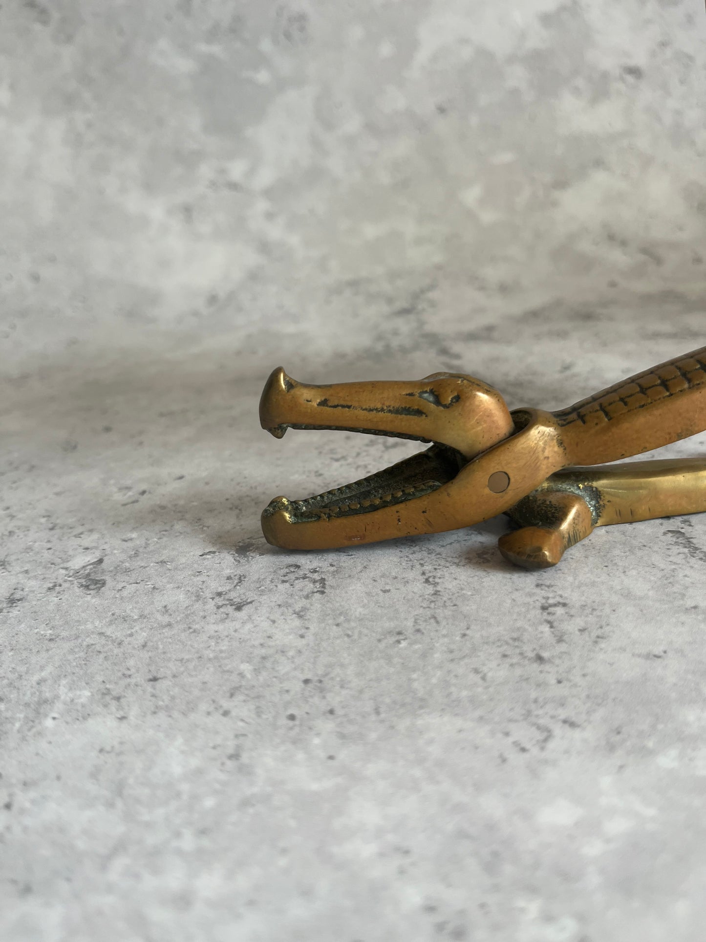 Solid Brass Crocodile Shaped Nutcracker Alligator Shaped Brass Collectible