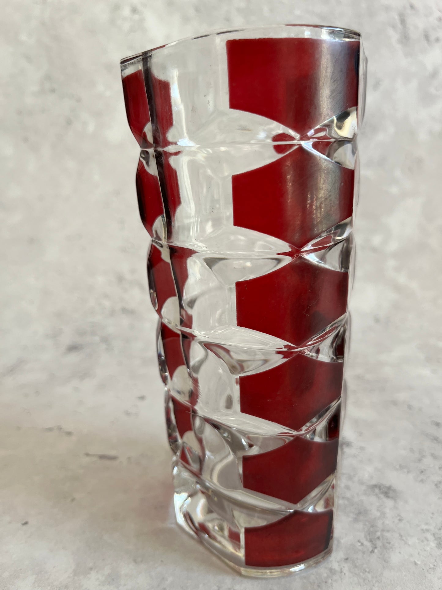Vintage Luminarc Windsor Rubis Glass Vase 17cm H Retro 1970’s Style