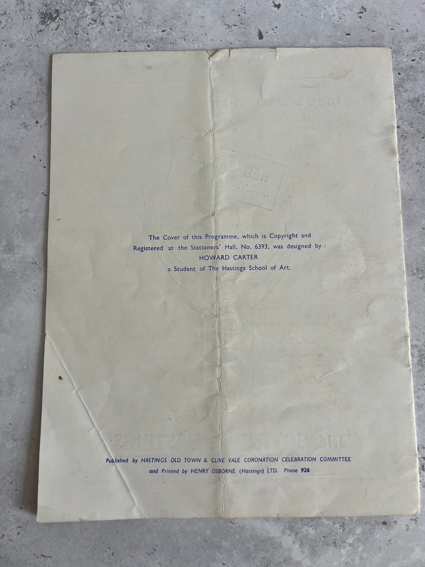 Hastings 1953 Old Town Coronation Celebration Official Programme