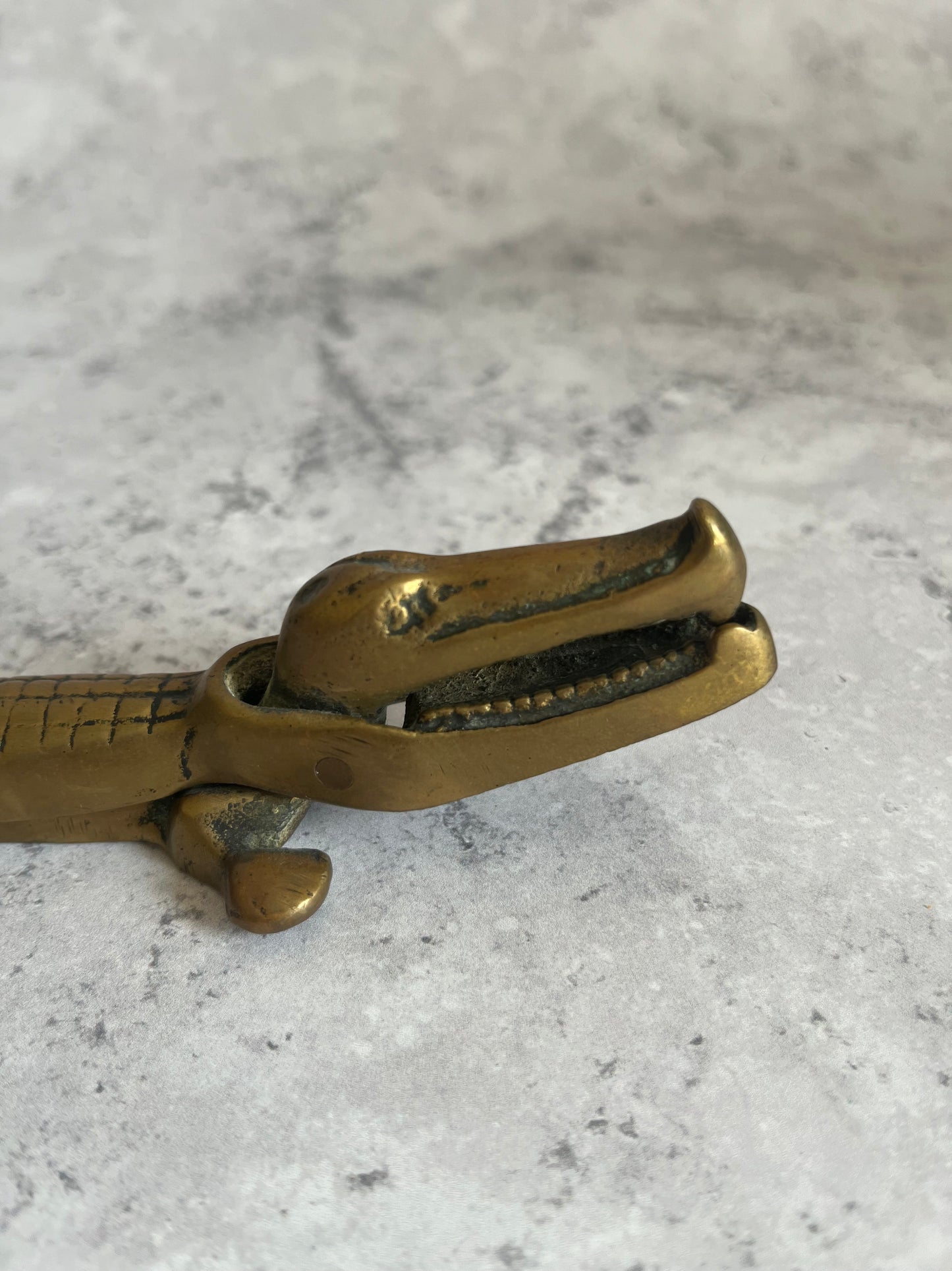 Solid Brass Crocodile Shaped Nutcracker Alligator Shaped Brass Collectible