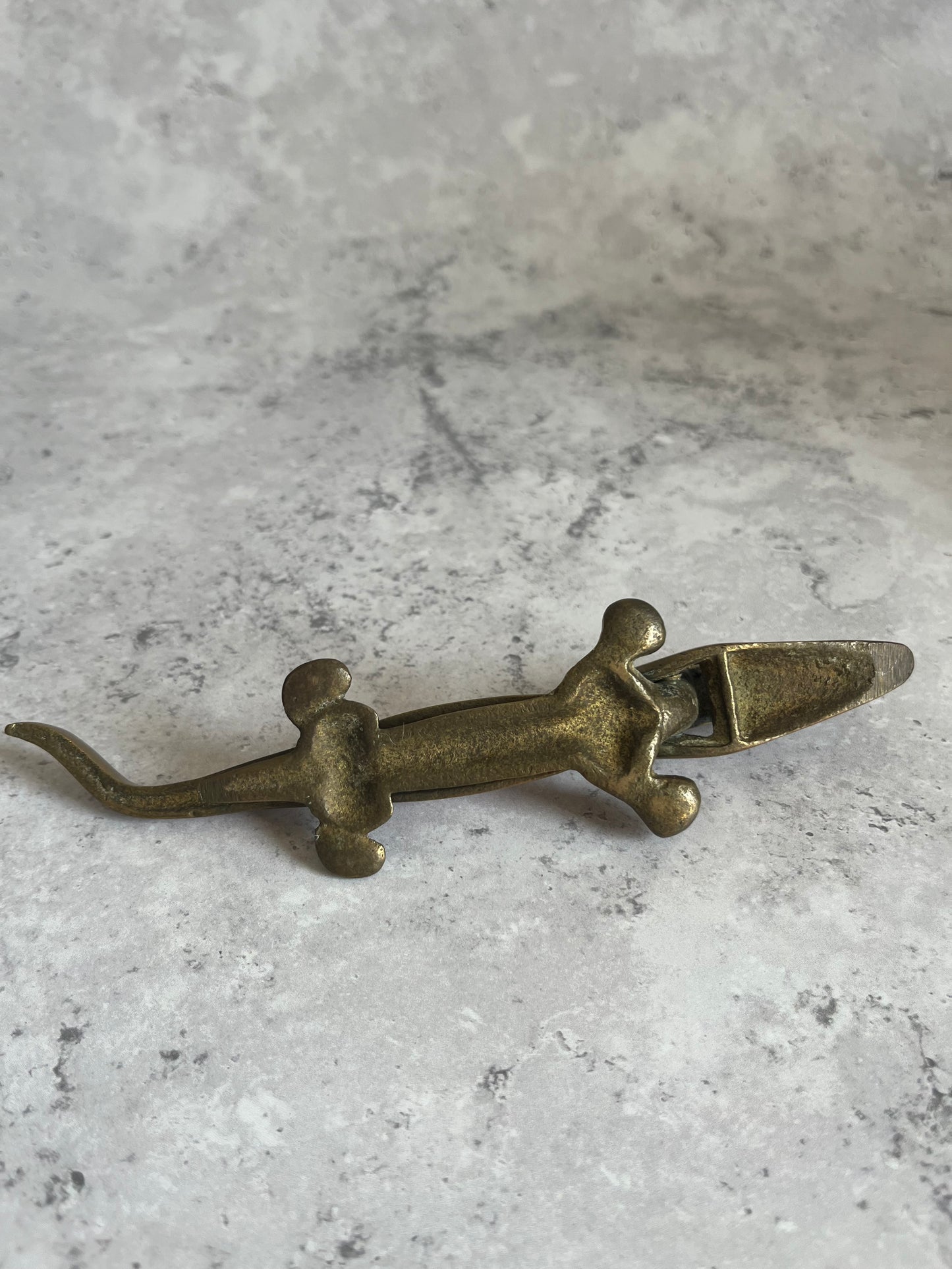 Solid Brass Crocodile Shaped Nutcracker Alligator Shaped Brass Collectible