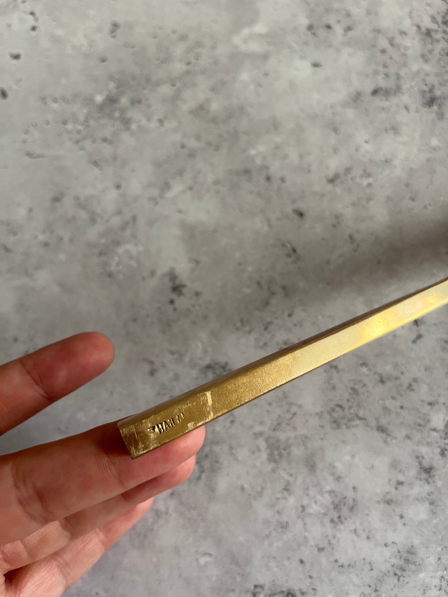 Vintage 1970’s Thai Gold Tone Table Knives Set Of Six Angular Design