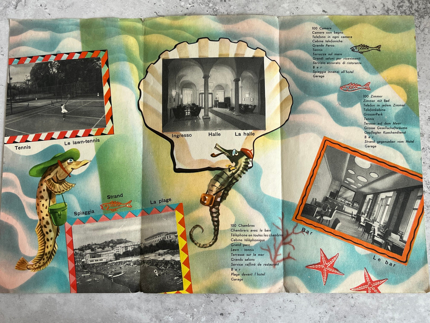 Vintage 1950’s Hotel Grande Albergo Brochure Genova Booklet