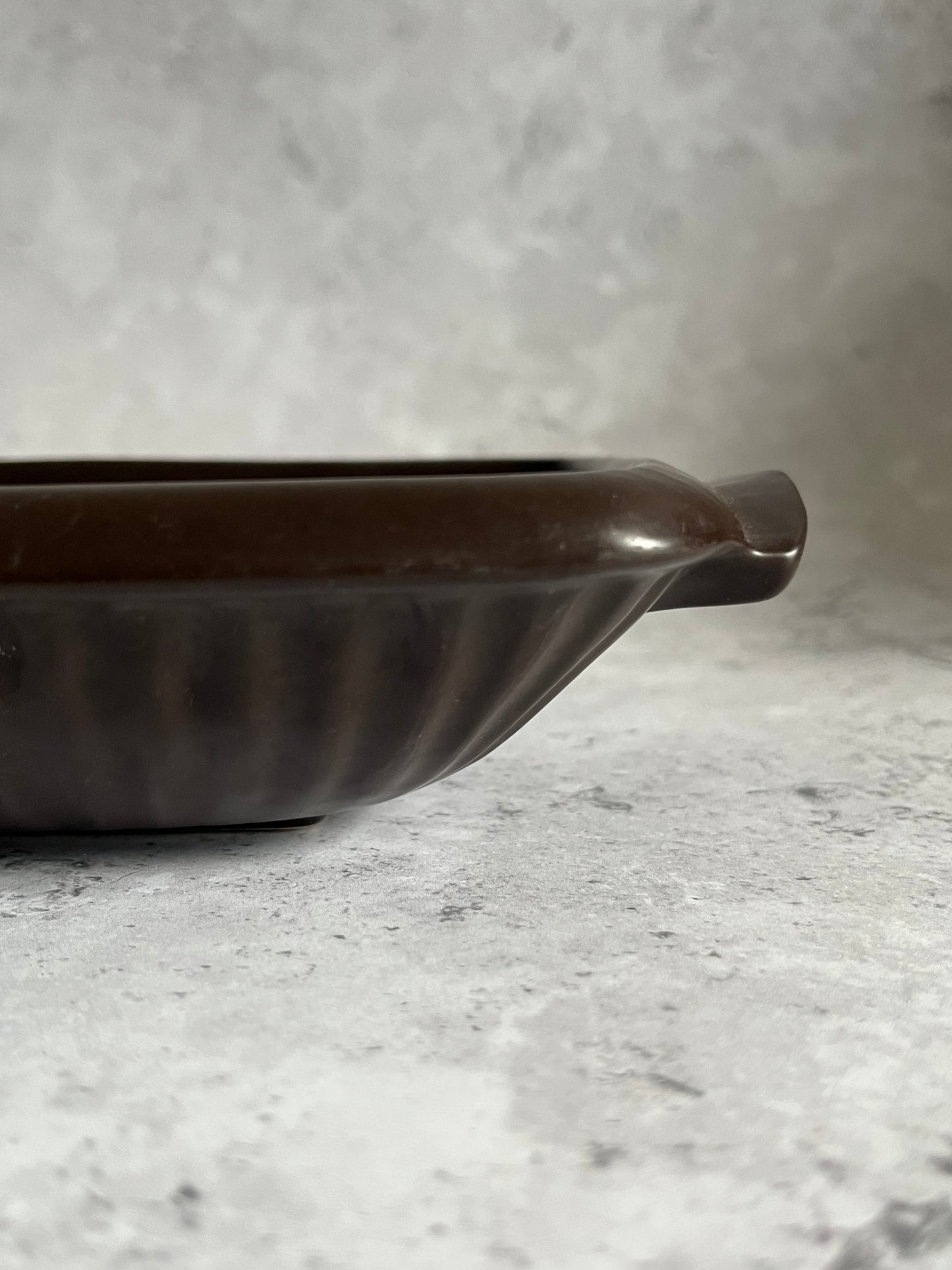 Honiton Pottery Dark Brown Sectioned Serving Dish Double Handled Serving Dish Ridged Detail