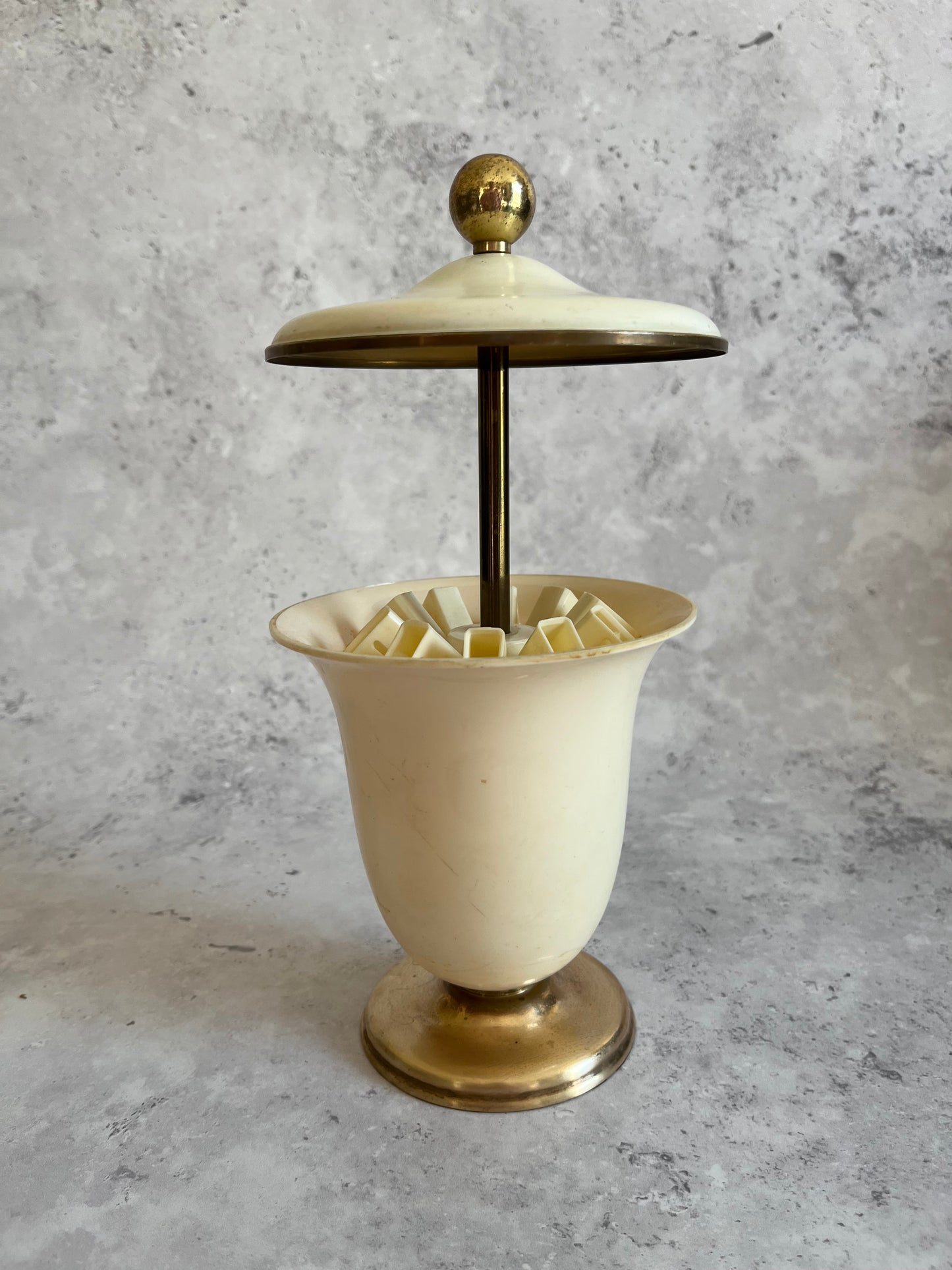 Vintage Pop Up Cigarette Dispenser White Gold Colour Accents
