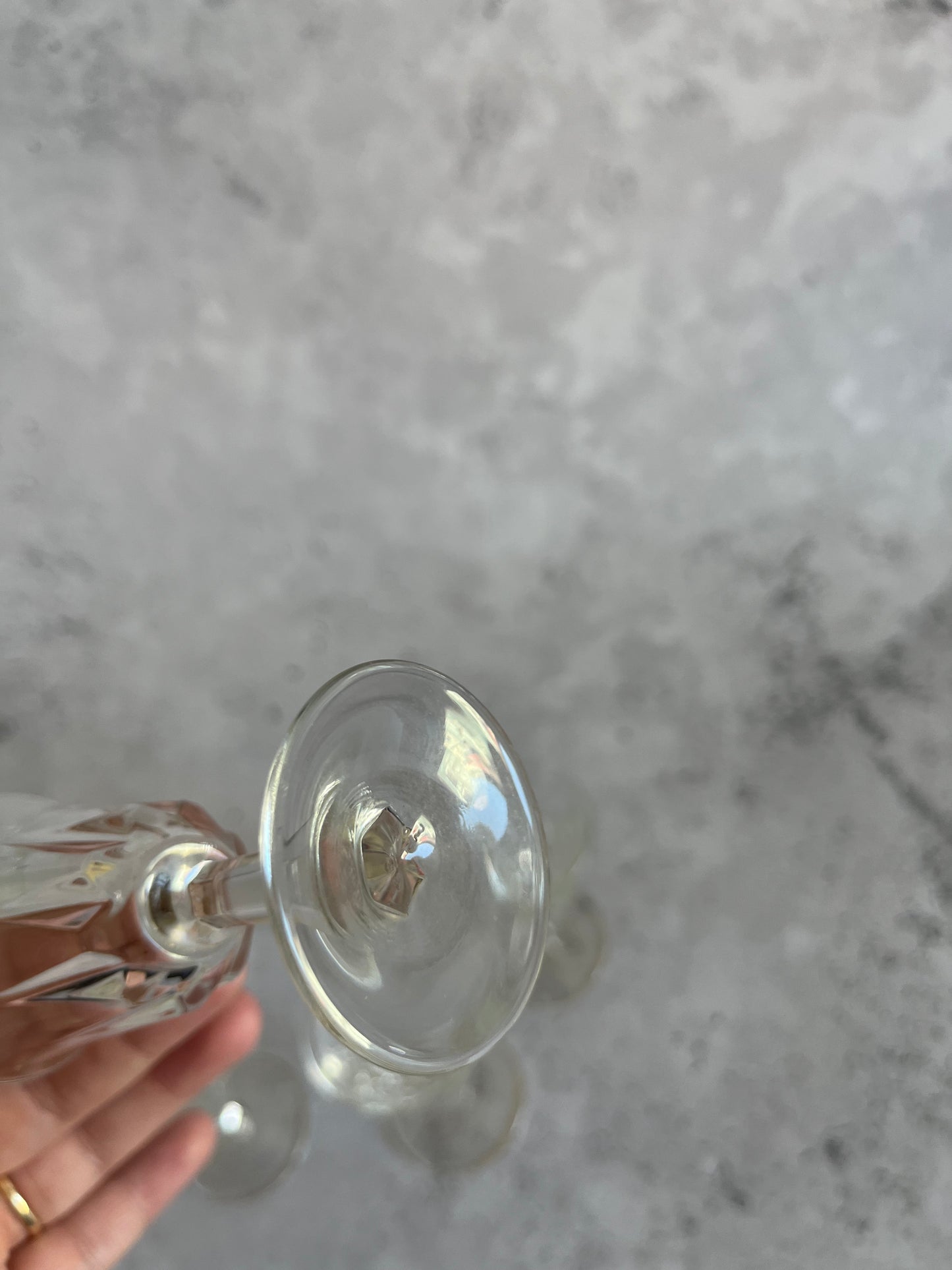 Set of Five Vintage Liqueur Glasses - French Cordial Glasses - Patterned Glass Set