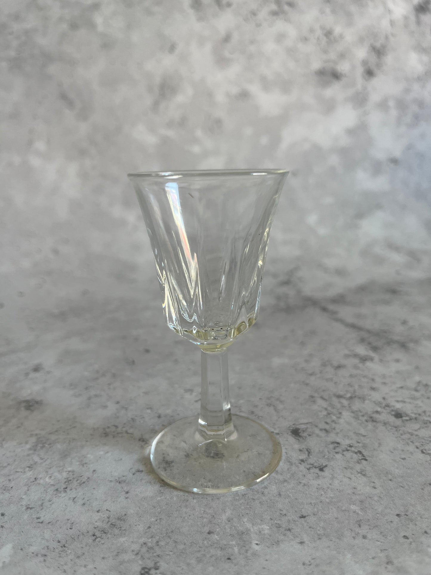 Set of Five Vintage Liqueur Glasses - French Cordial Glasses - Patterned Glass Set