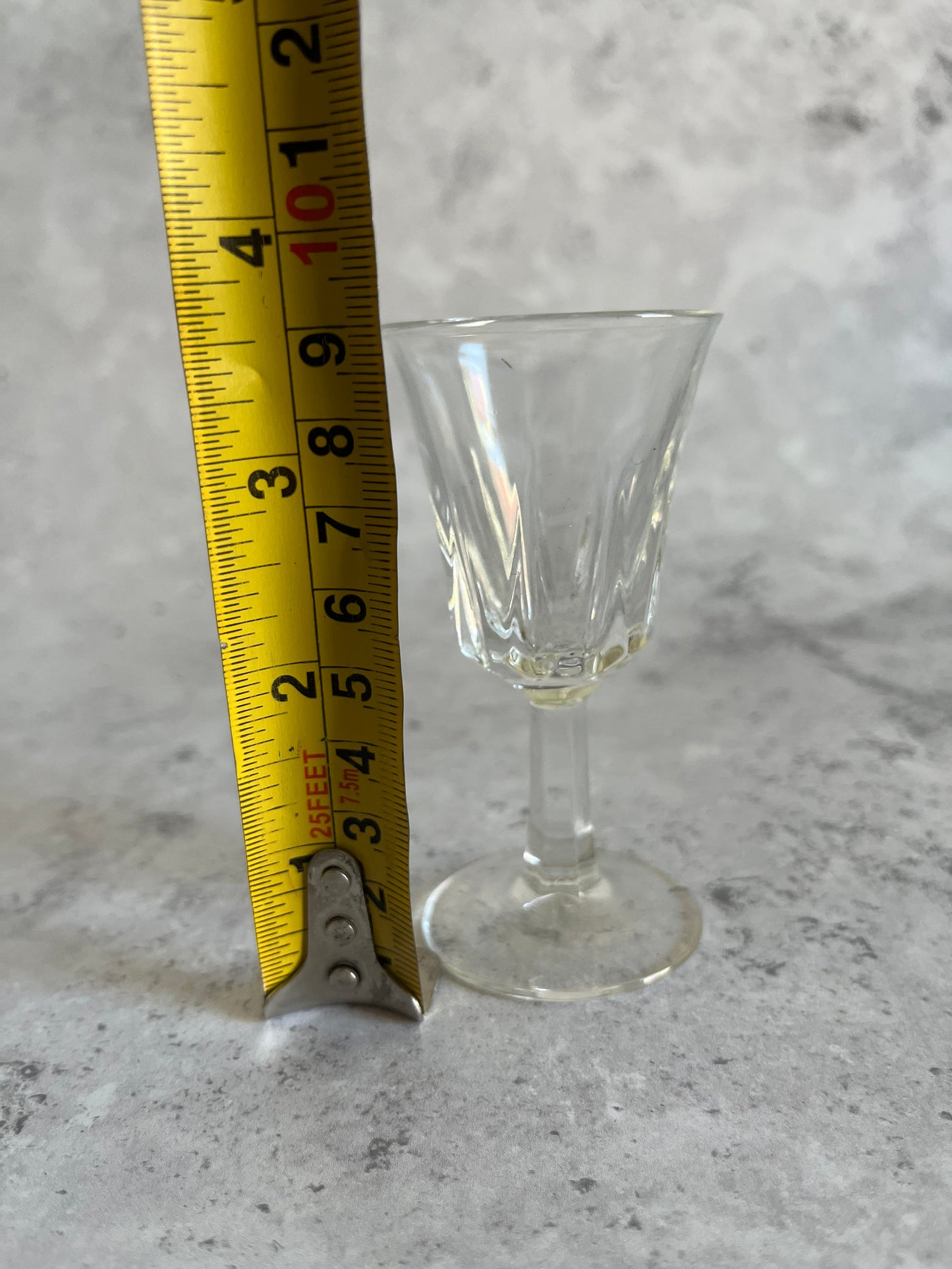 Set of Five Vintage Liqueur Glasses - French Cordial Glasses - Patterned Glass Set