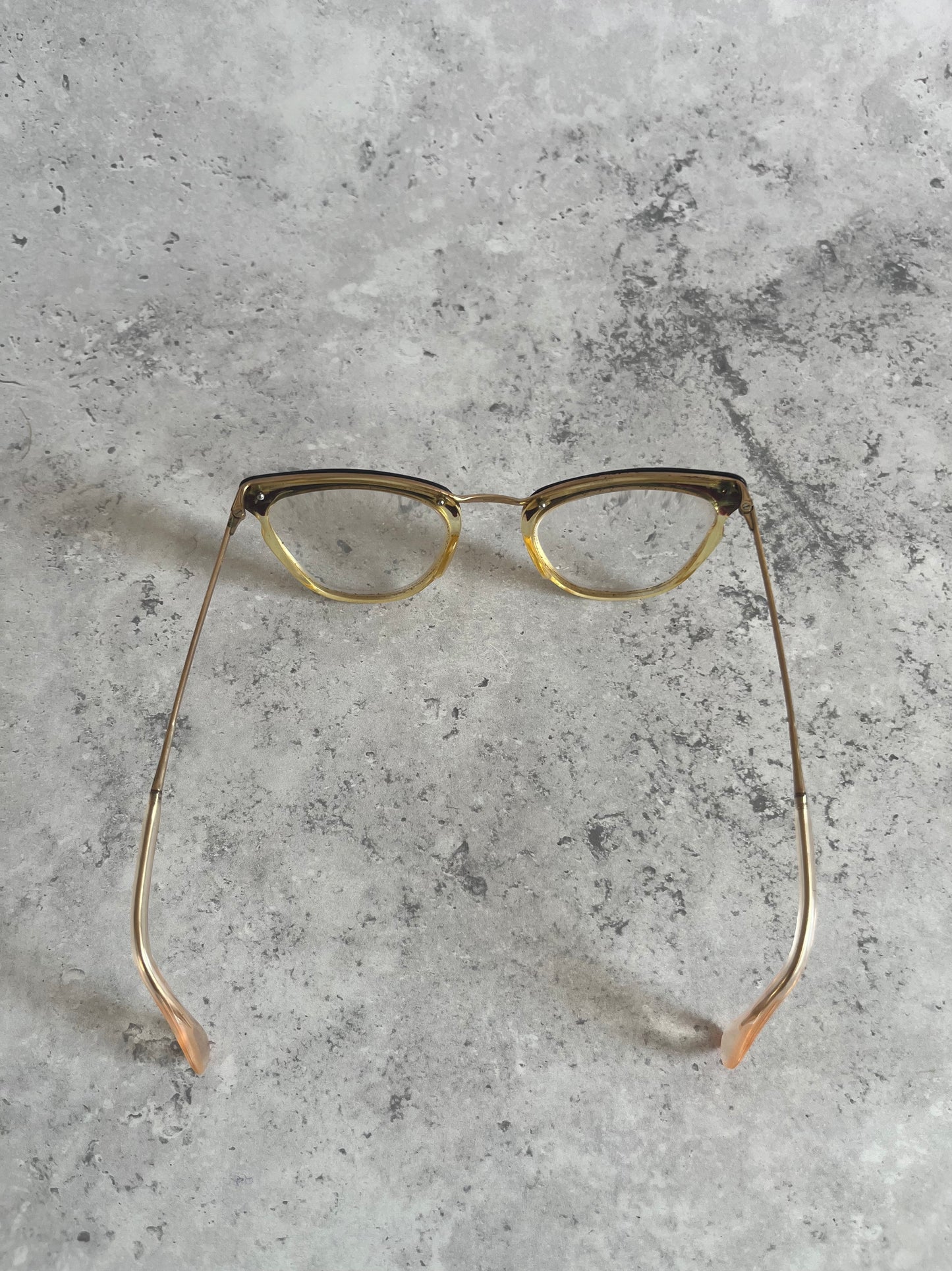 Vintage Black Clear Catseye Spectacles Adult Eyeglasses With Case