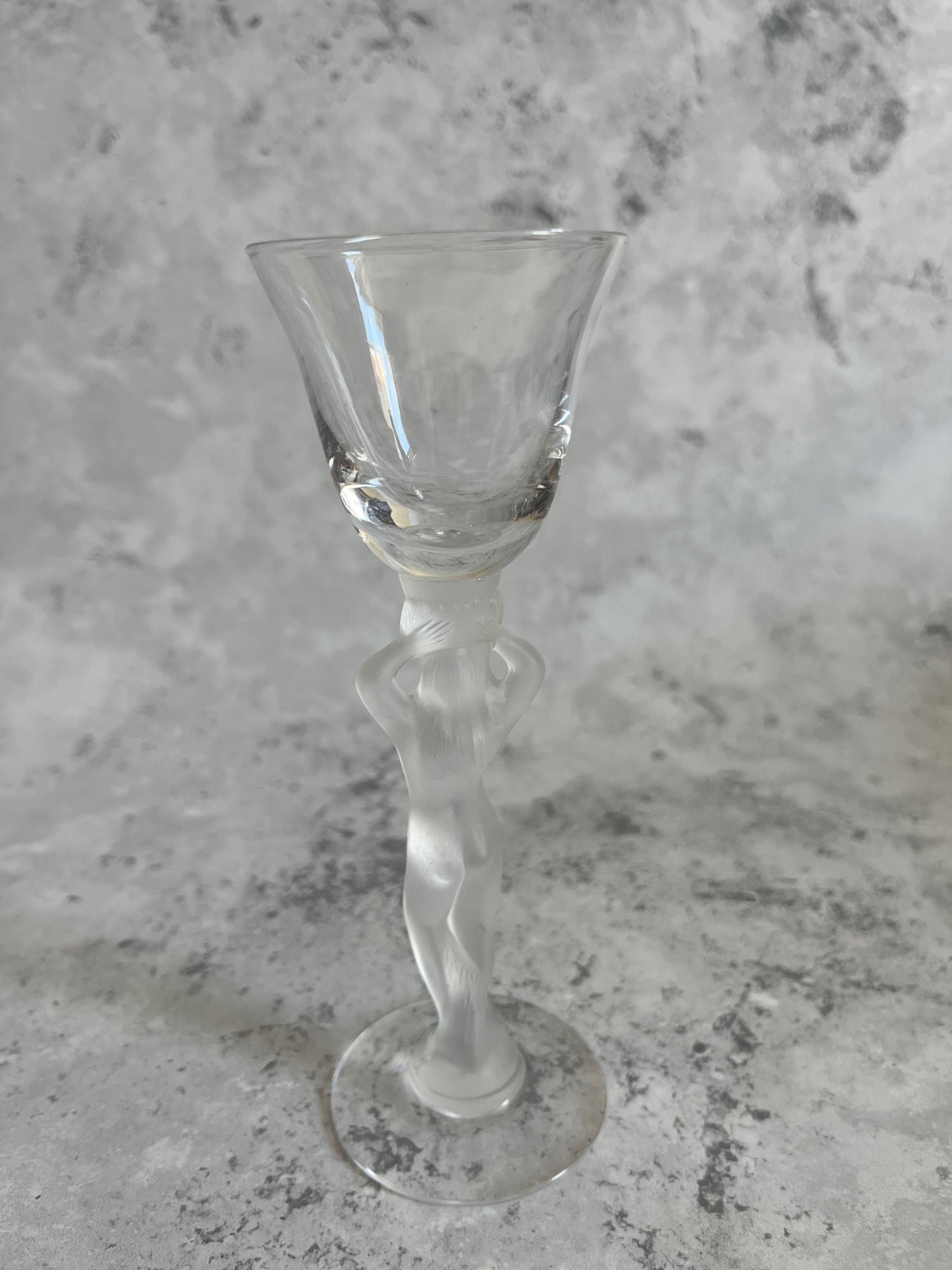 French Bayel Crystal Nude Frosted Venus Stem Liqueur Glasses Set Of 5