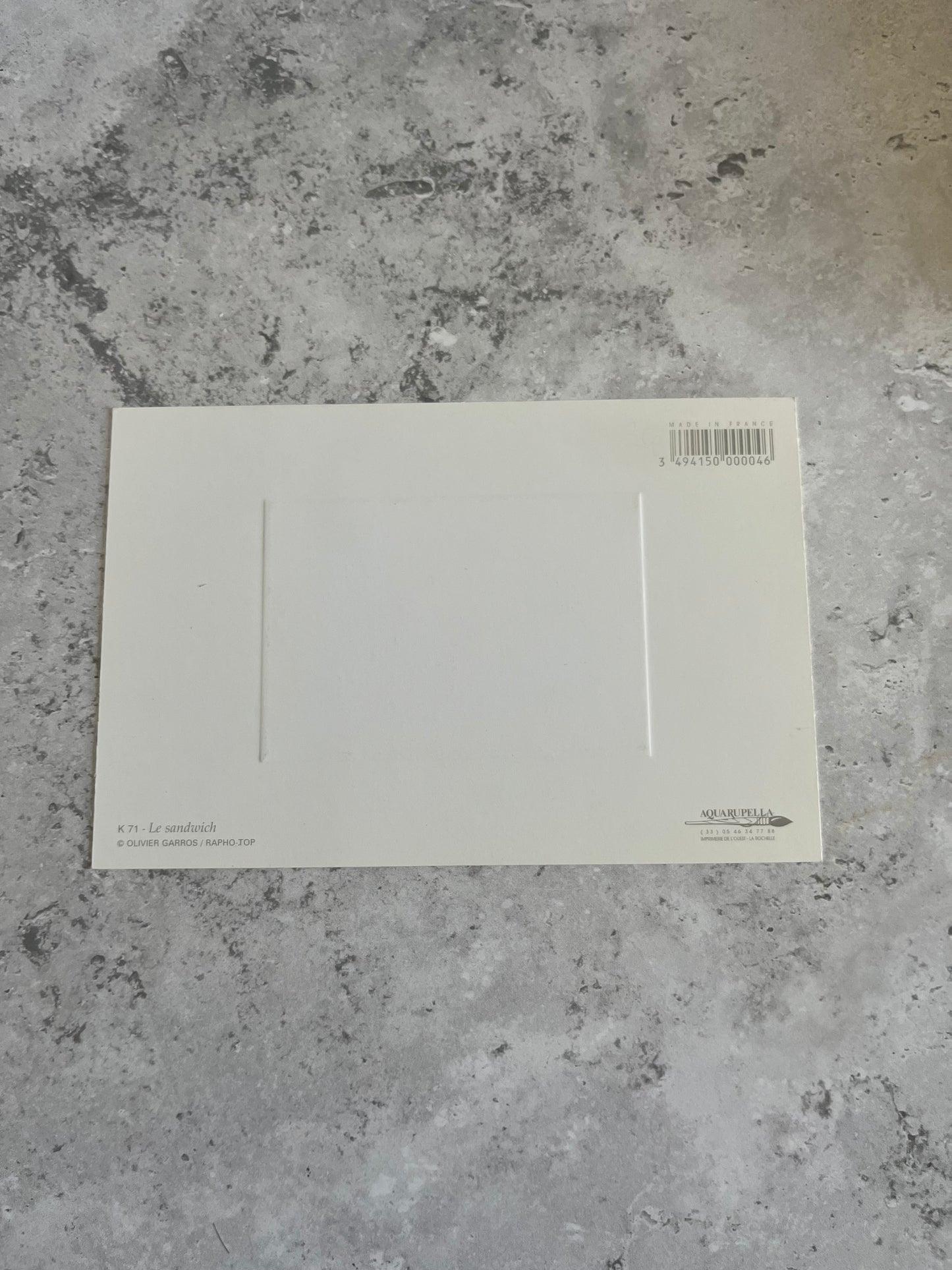 ‘Le Sandwich’ By Olivier Garros Paris Black and White Photography Blank Postcard
