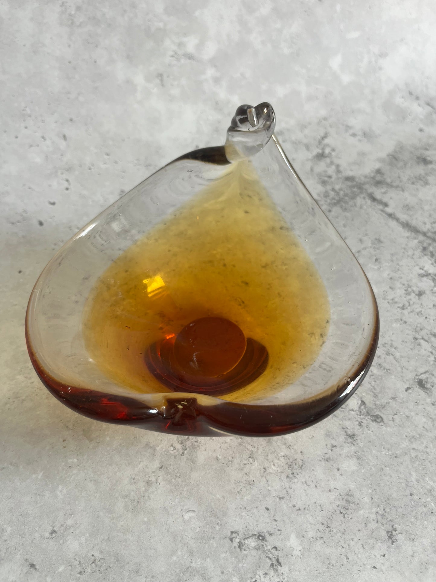 Studio Amber Art Glass Trinket Dish Lamp Shape Mid Century Style