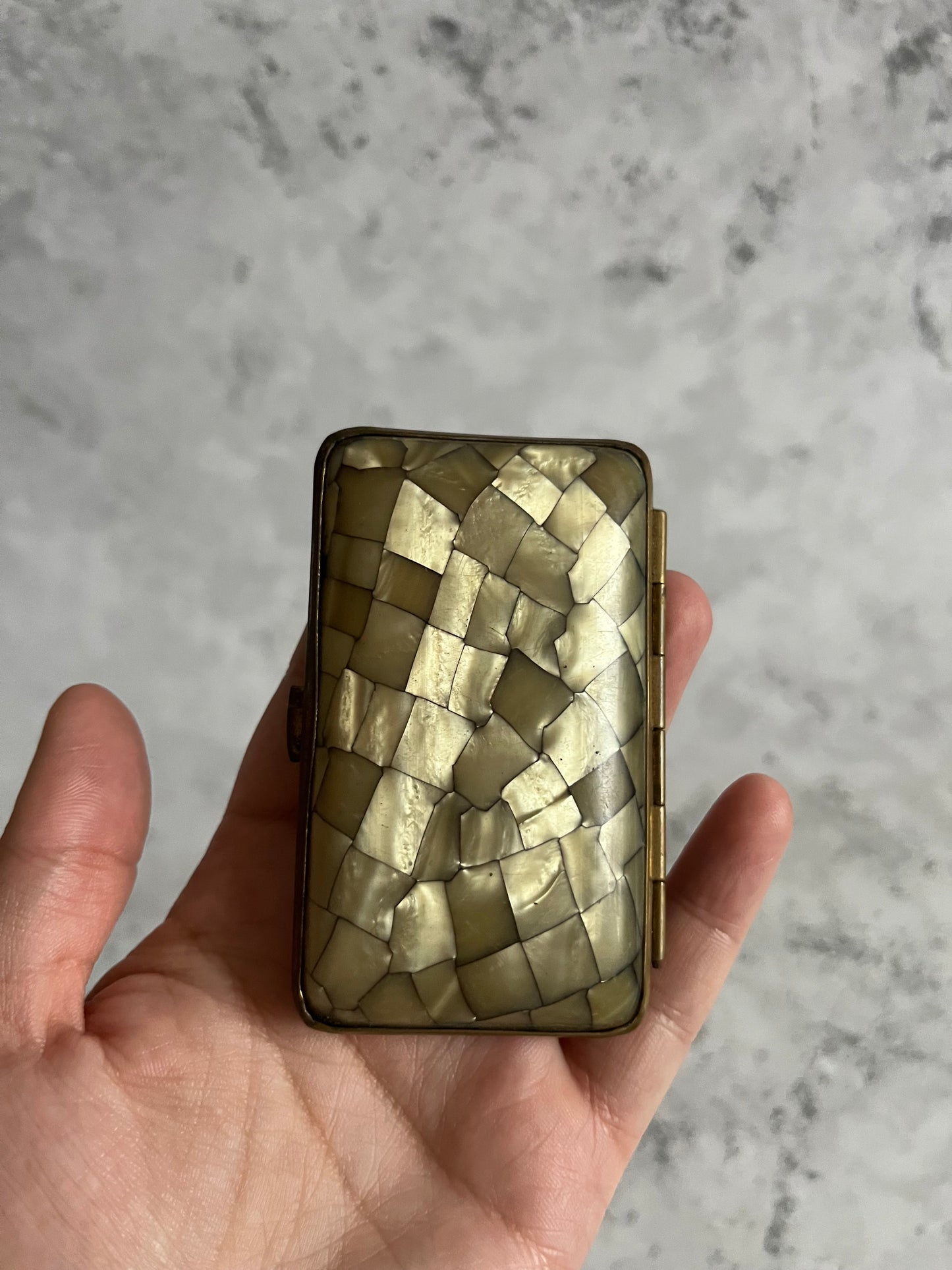 Vintage Mother Of Pearl Mosaic Pattern Cigarette Case Portable Case