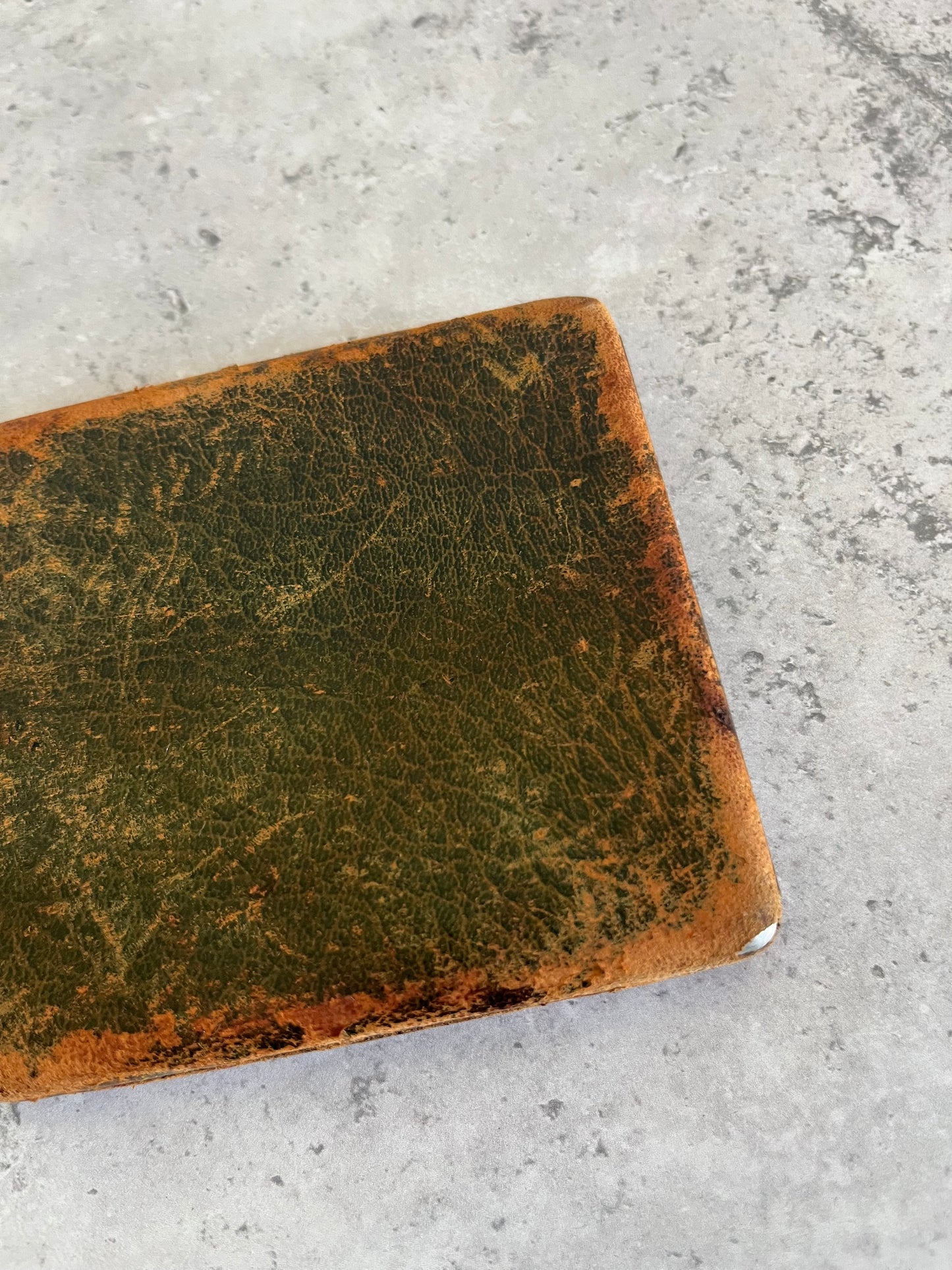 Vintage Brown Leather Cigarette Case Green Gold Tone Interior