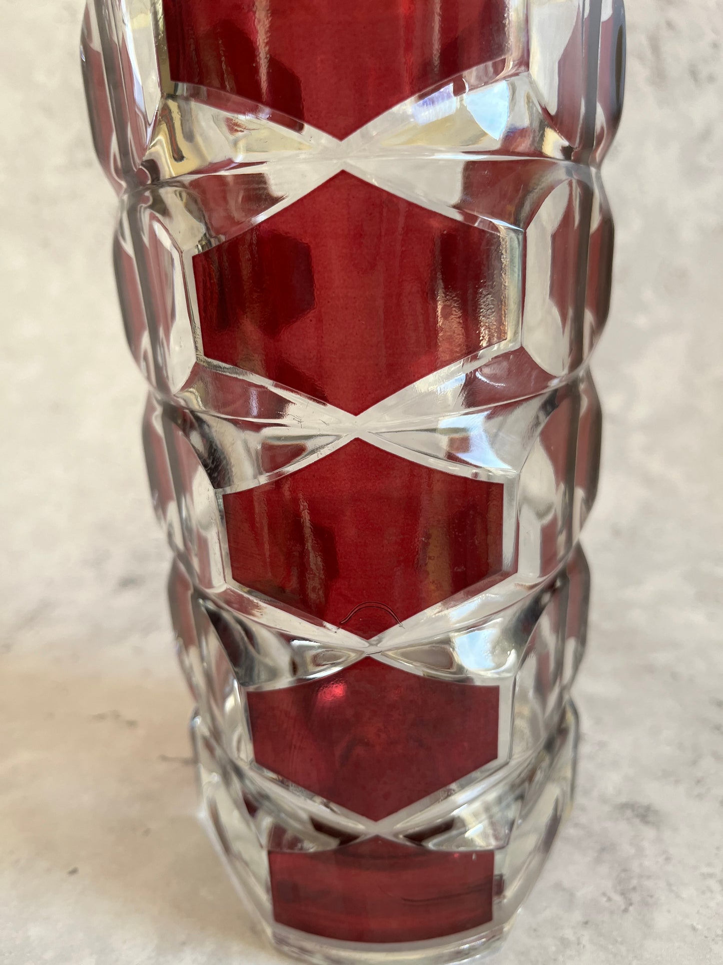 Vintage Luminarc Windsor Rubis Glass Vase 24cm H Retro 1970’s Style