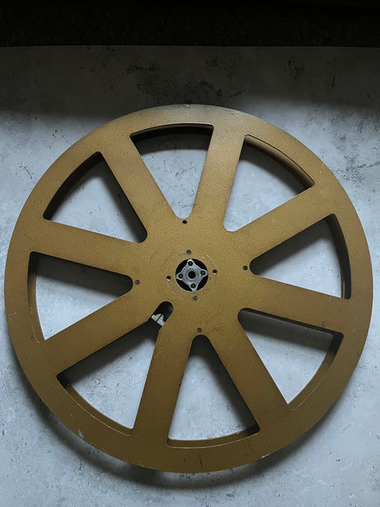 Vintage 24 inch 35mm Platter Film Reel Gold Coloured Professional Use