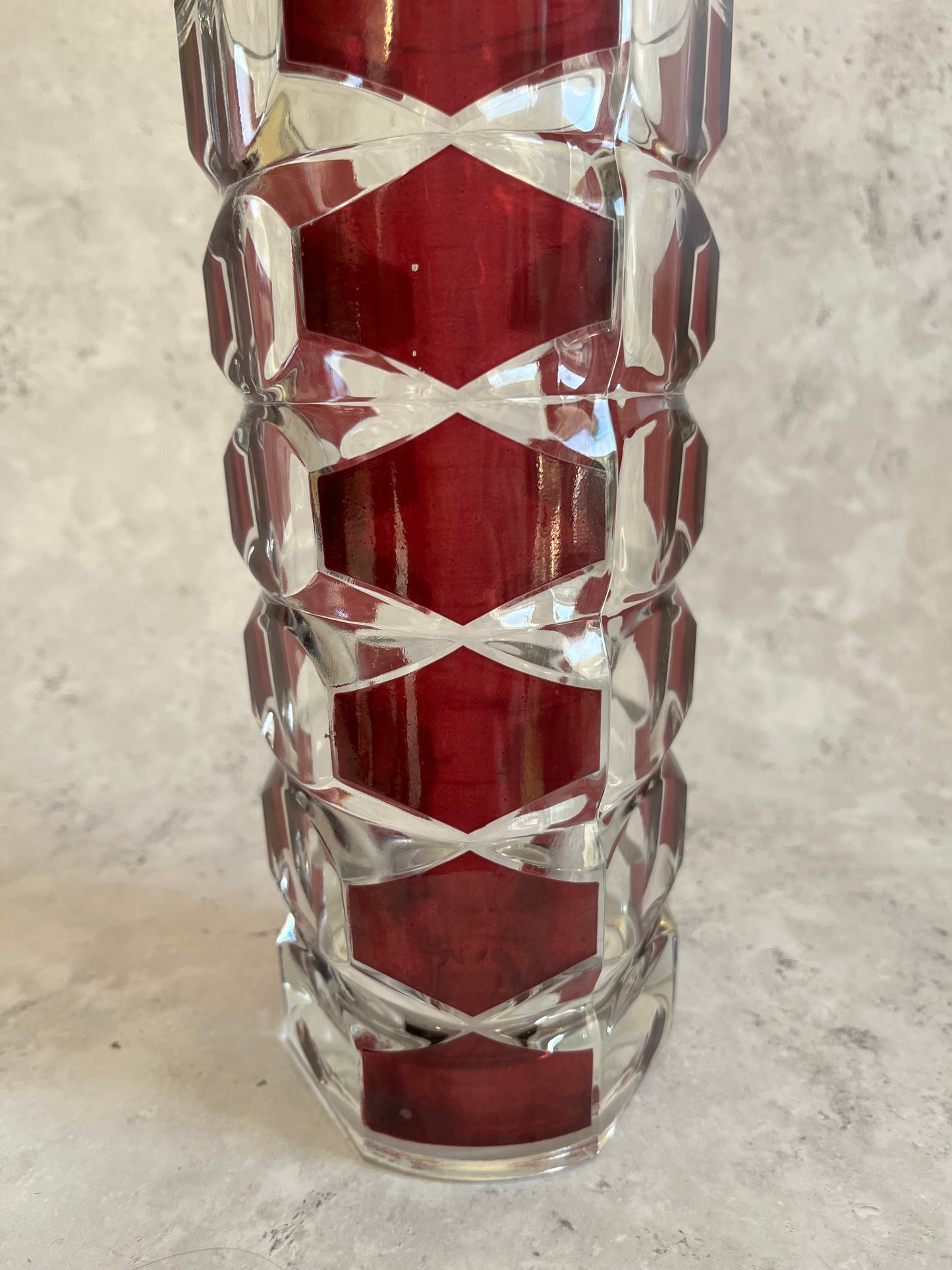 Vintage Luminarc Windsor Rubis Glass Vase 24cm H Retro 1970’s Style