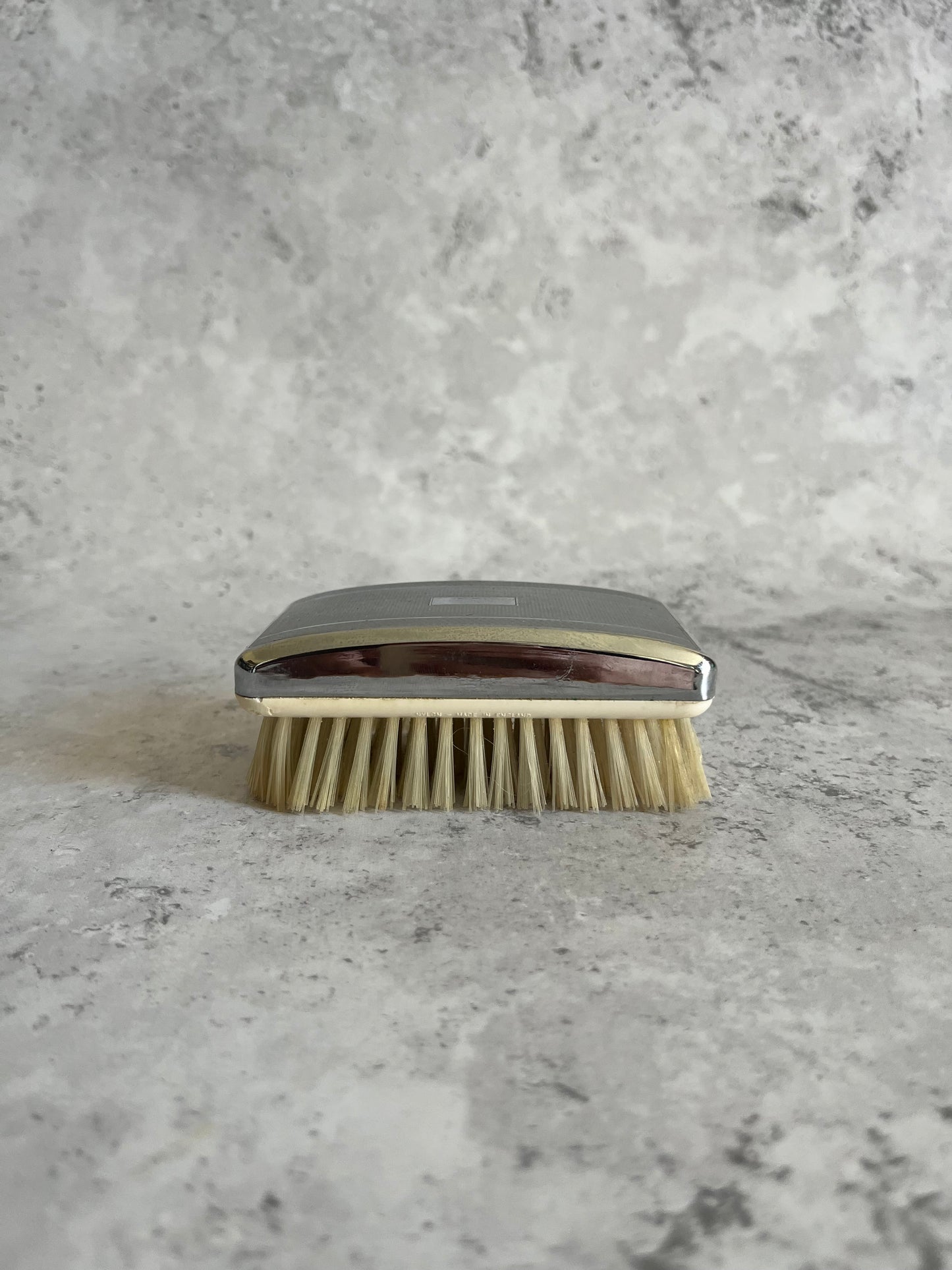 Vintage Chrome Plated Clothes Brush Mens Travel Brush Nylon Bristles