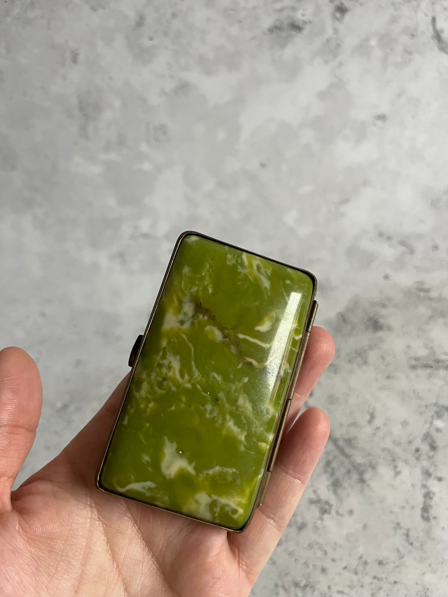 Vintage Celluloid Green Marble Effect Cigarette Case Small Portable Case